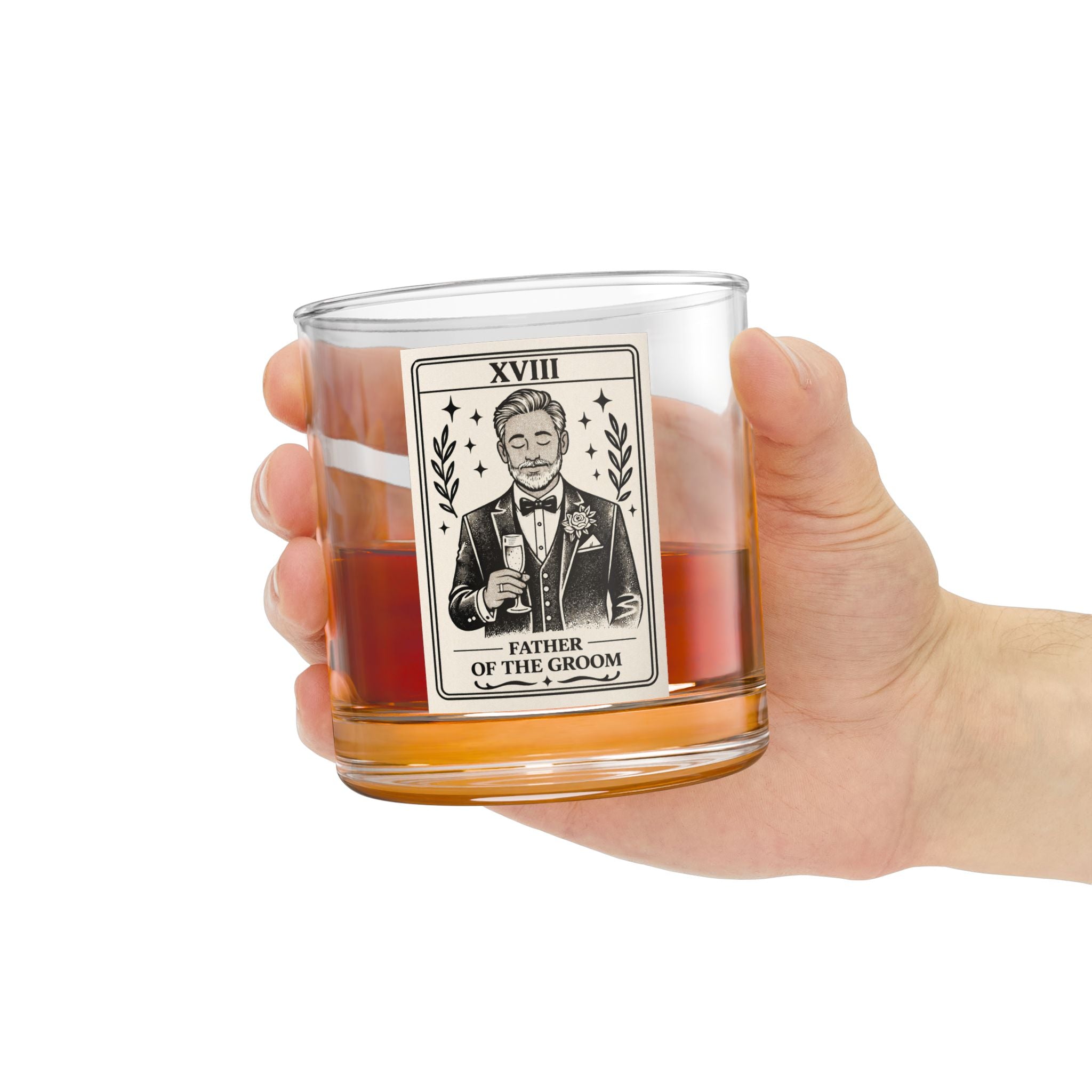 Father of the Groom Tarot Card Rocks Glass | 10oz Whiskey Glass