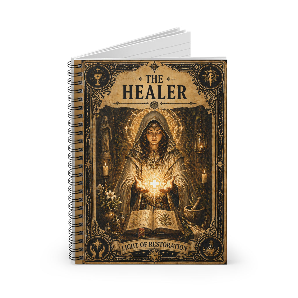 The Healer fantasy art Notebook | Light of Restoration spiral journal