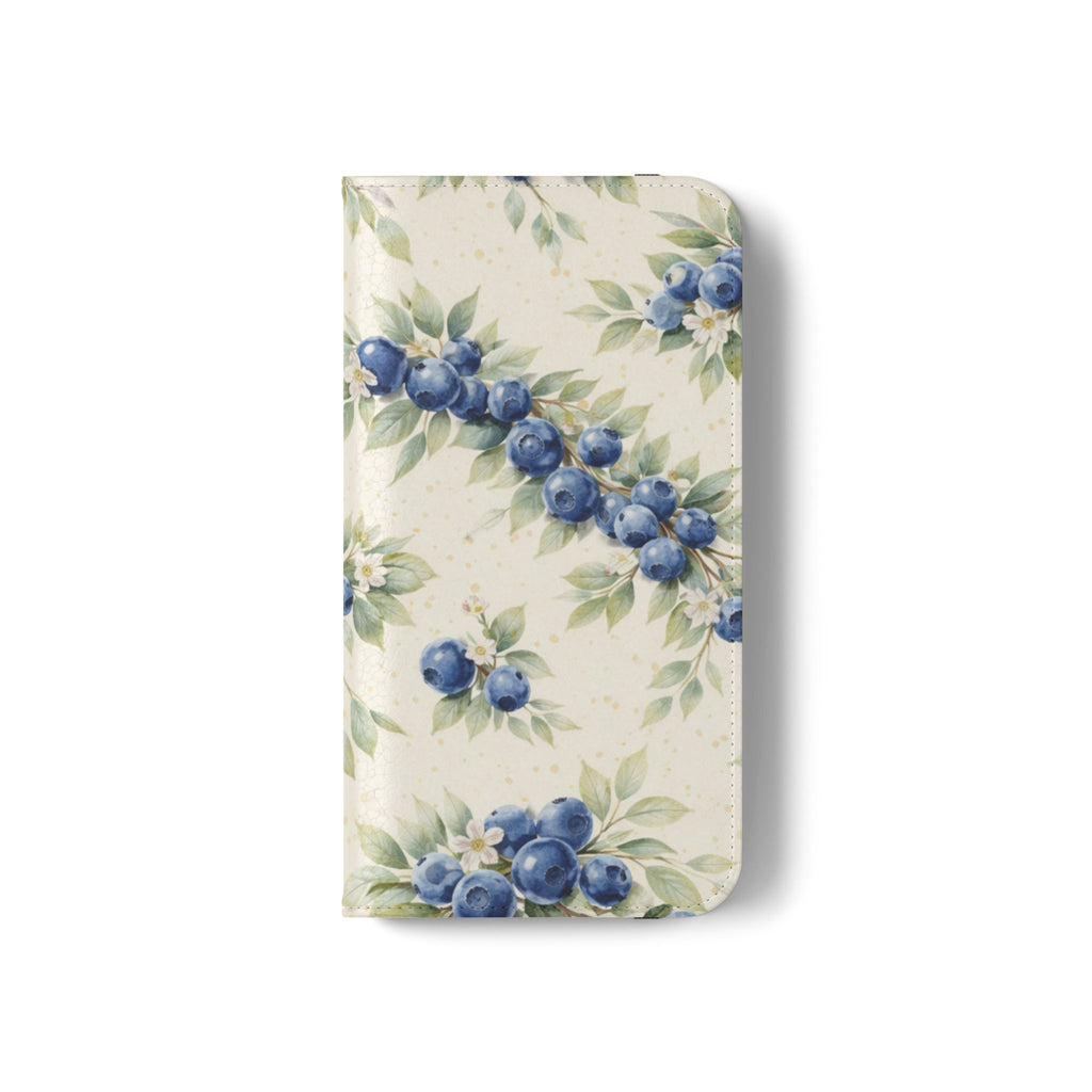 Blueberry Watercolor Pattern Flip Case | Phone Wallet, Card Slots