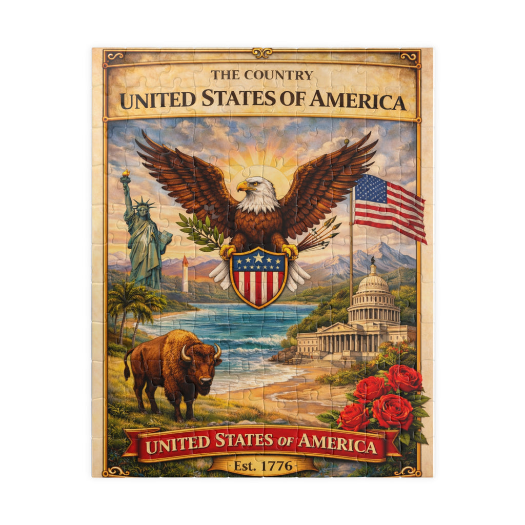 Patriotic Eagle & Landmarks Puzzle | United States of America 520 Piece
