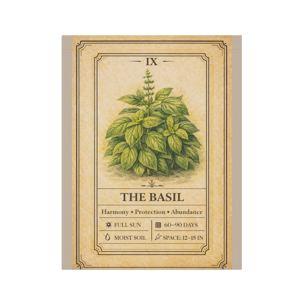 Basil Herb Illustration Garden Flag | Plant Info Banner