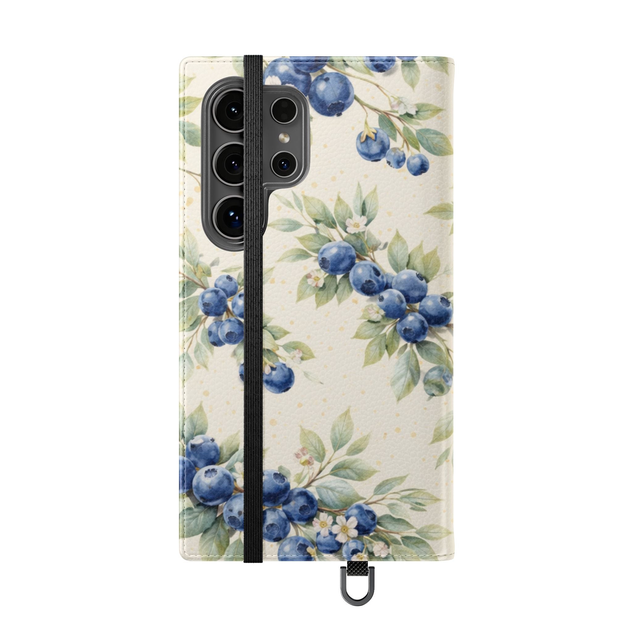 Blueberry Watercolor Pattern Flip Case | Phone Wallet, Card Slots