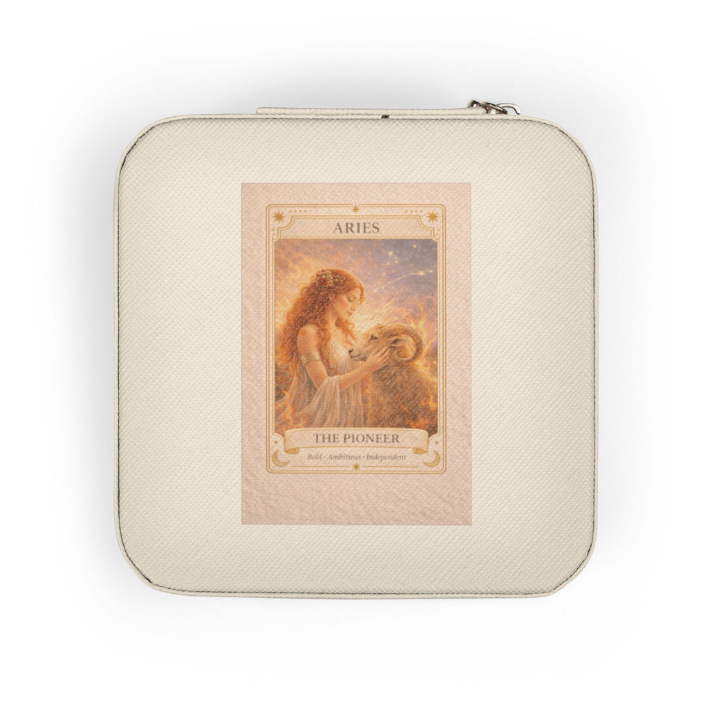 Vintage Aries Zodiac Illustration Jewelry Travel Case | Compact Portable Organizer