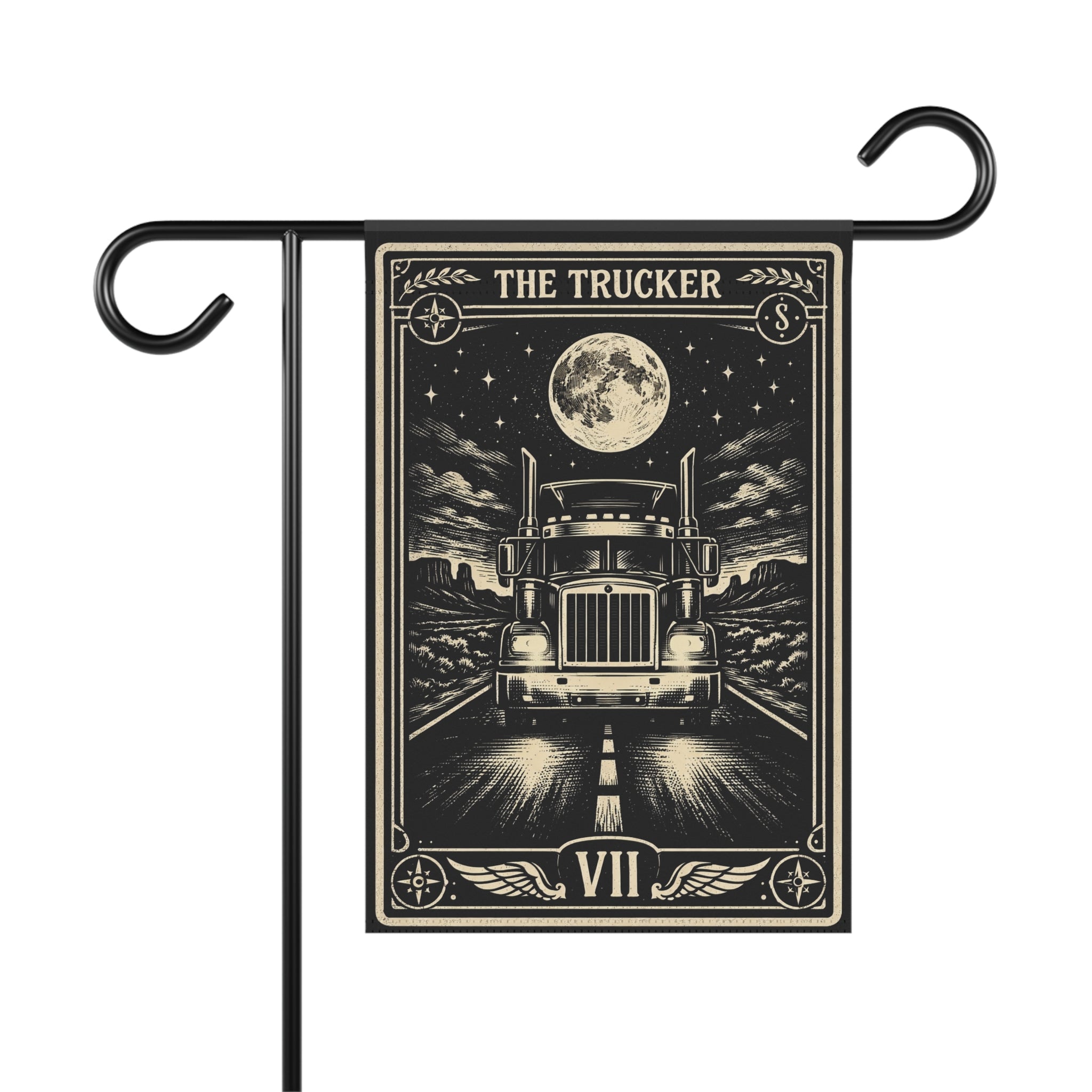 The Trucker Tarot-style Semi Truck Garden Banner | House Flag