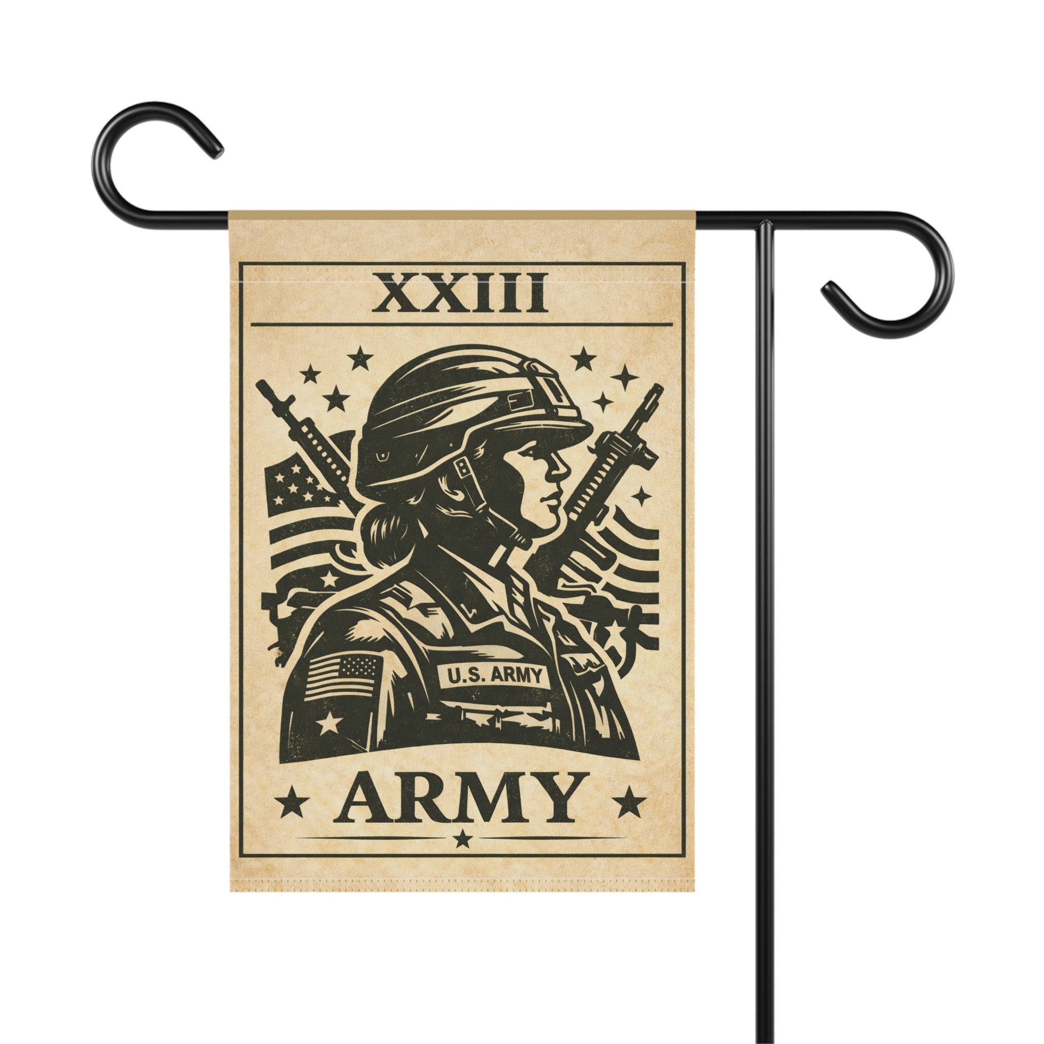 Army Soldier Illustration Garden & House Banner | Military Flag Yard Decor