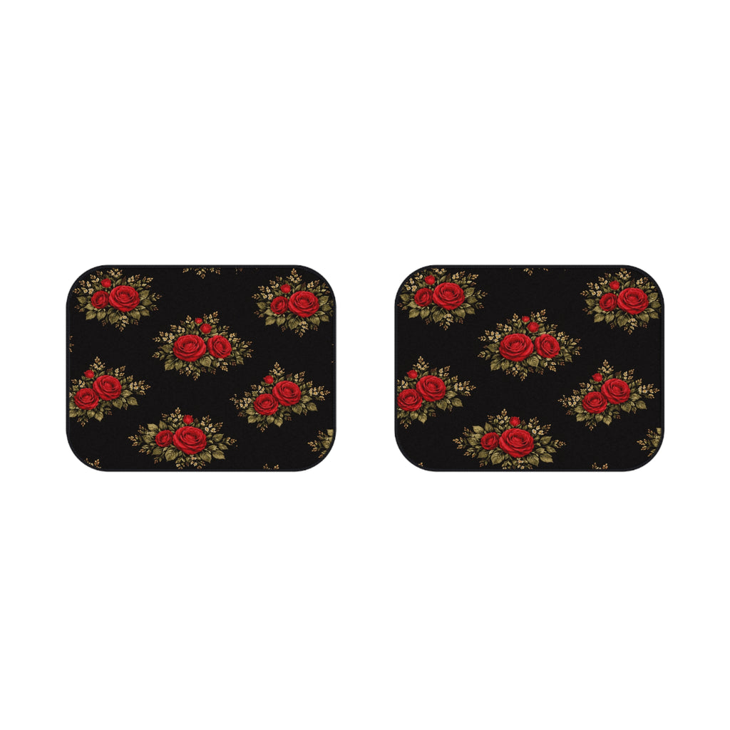 Vintage Red Rose Floral Car Mats