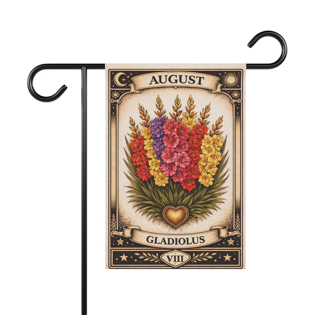 August Gladiolus Garden Flag | House Banner, Floral Birthday Month