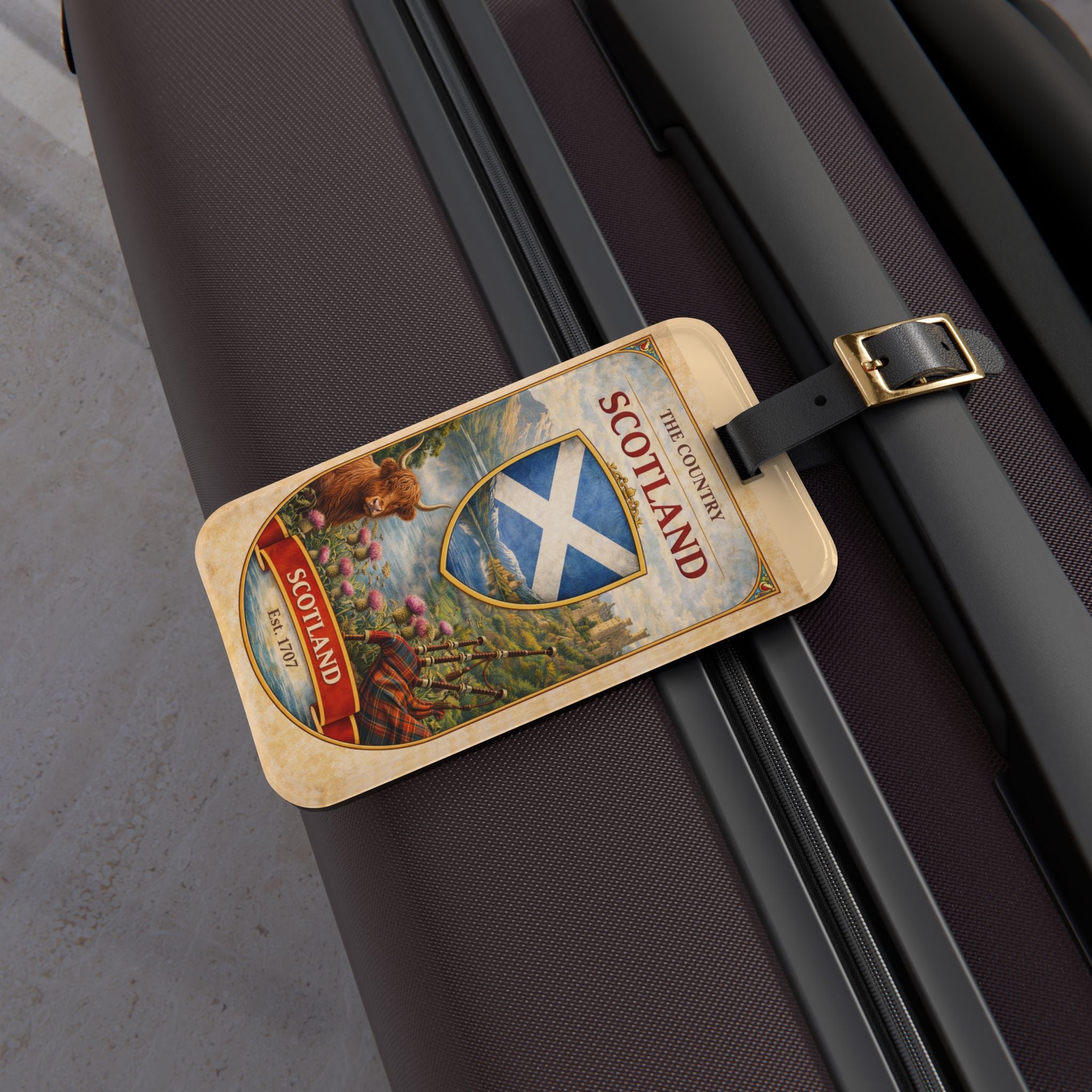 Scotland Crest Luggage Tag | Saltire Shield Travel ID
