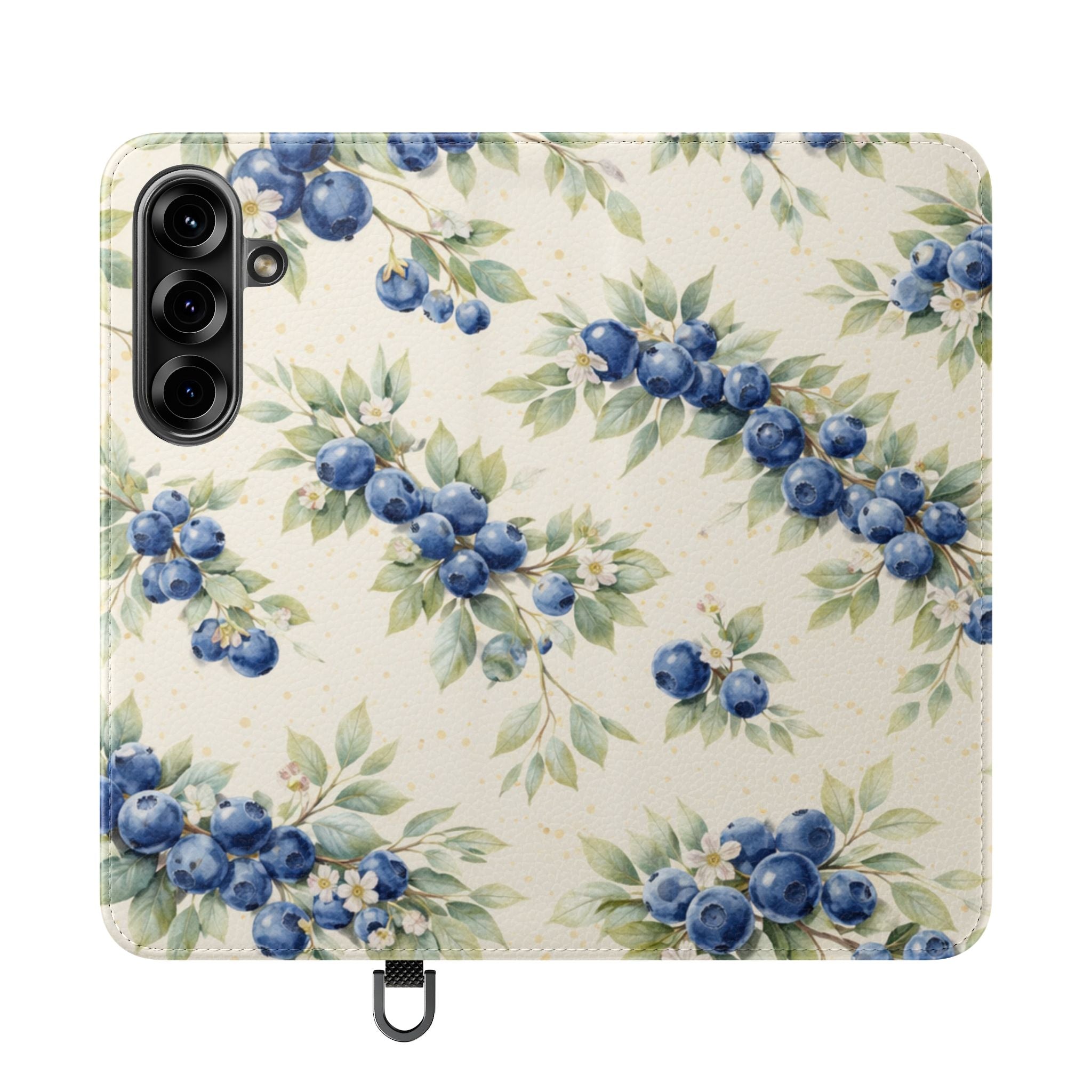 Blueberry Watercolor Pattern Flip Case | Phone Wallet, Card Slots