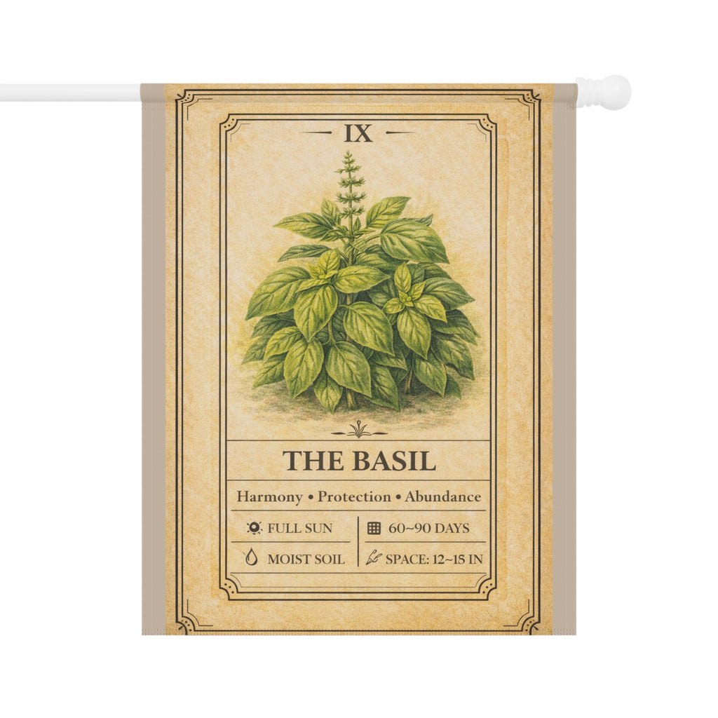 Basil Herb Illustration Garden Flag | Plant Info Banner