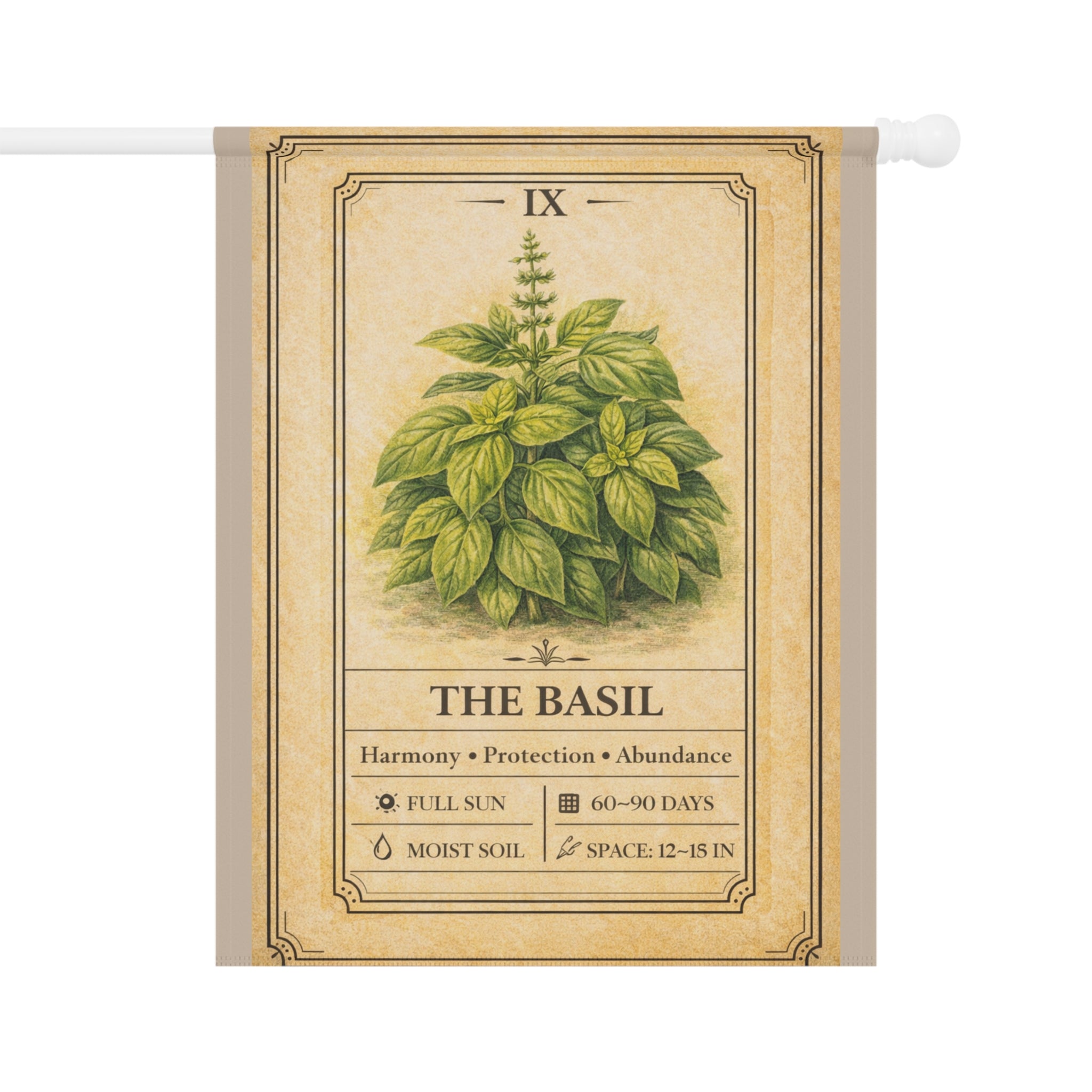 Basil Herb Illustration Garden Flag | Plant Info Banner
