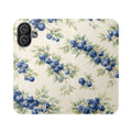 Blueberry Watercolor Pattern Flip Case | Phone Wallet, Card Slots