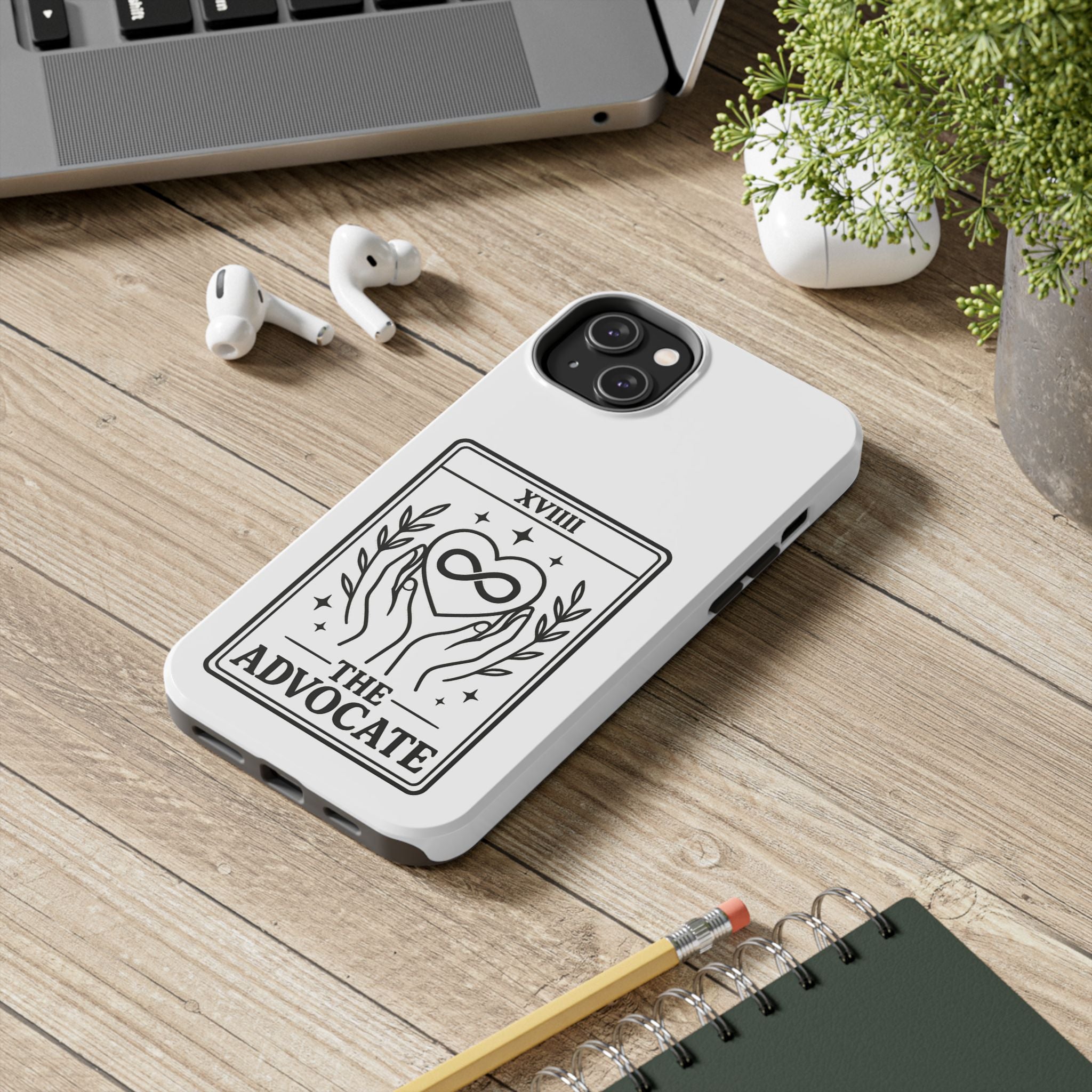 The Advocate tarot card Phone Case | infinity heart hands design