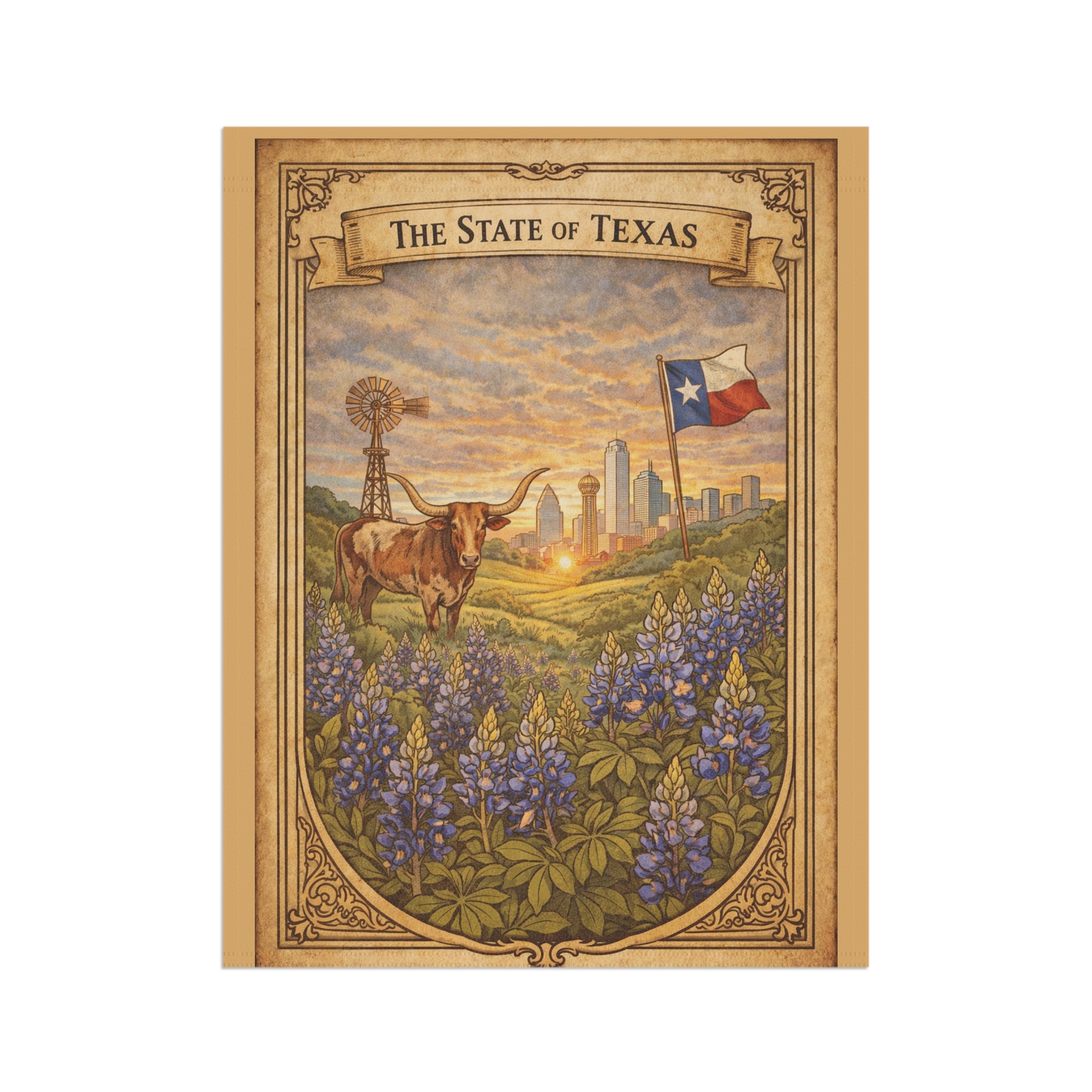 The State of Texas bluebonnet scene Garden Banner | House Flag