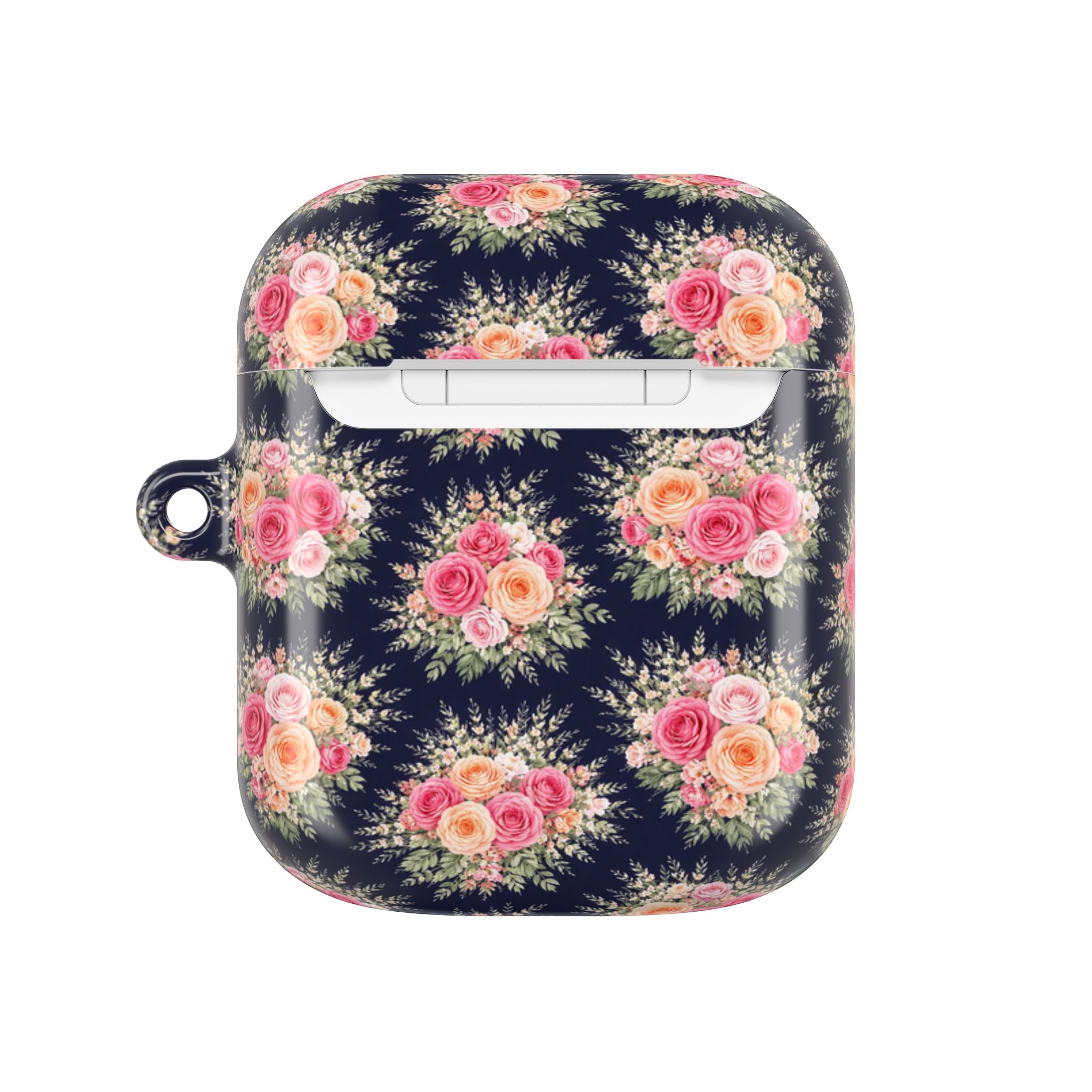 Vintage Floral Bouquet AirPod Case | Pink Roses on Navy