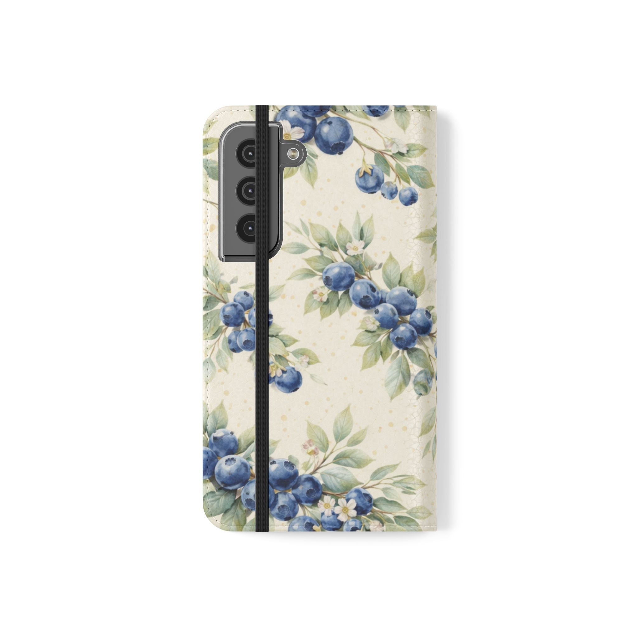 Blueberry Watercolor Pattern Flip Case | Phone Wallet, Card Slots