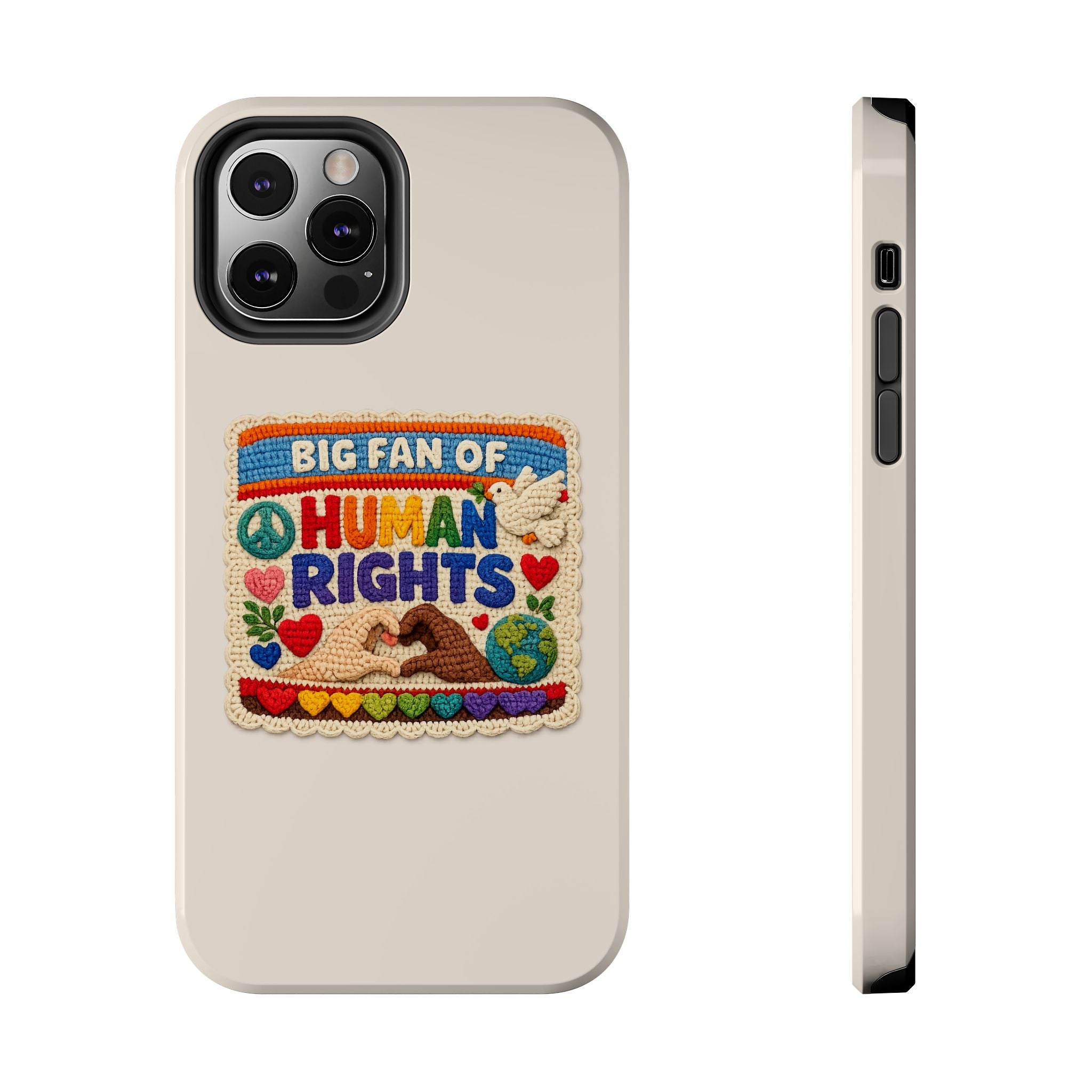 Big Fan of Human Rights Phone Case - Crochet Style Phone Case - Cute Activist Phone Case - Aesthetic Phone Case - Gift for Her
