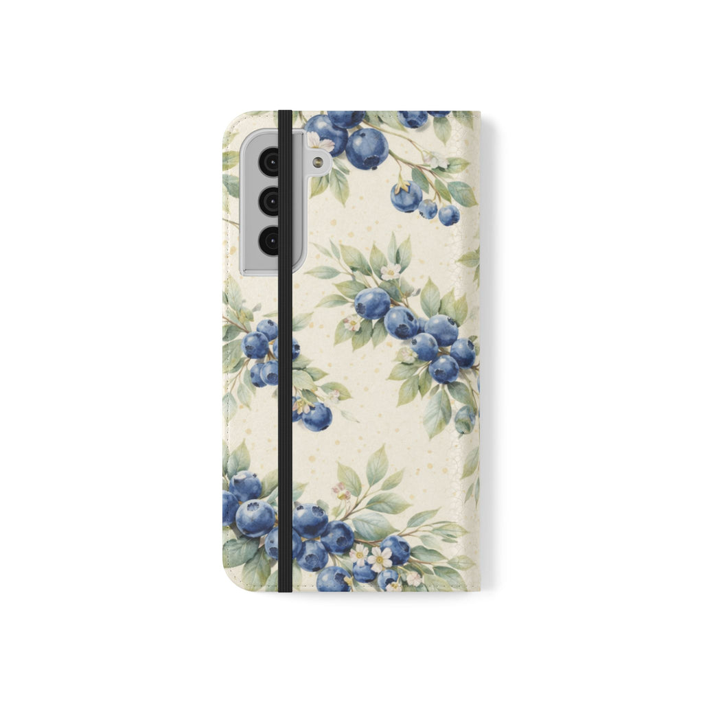 Blueberry Watercolor Pattern Flip Case | Phone Wallet, Card Slots