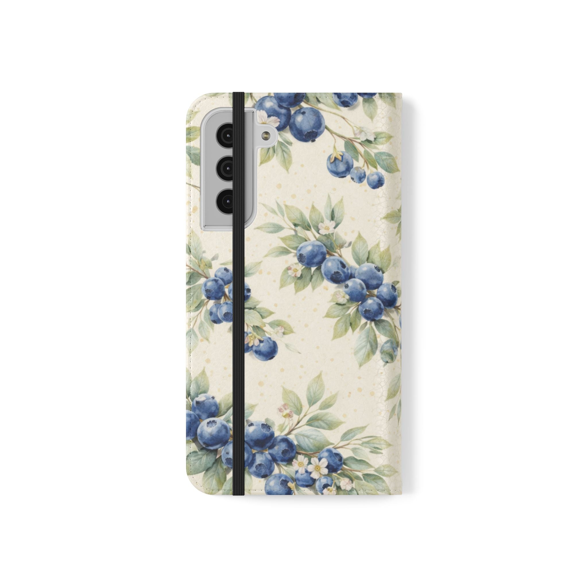 Blueberry Watercolor Pattern Flip Case | Phone Wallet, Card Slots