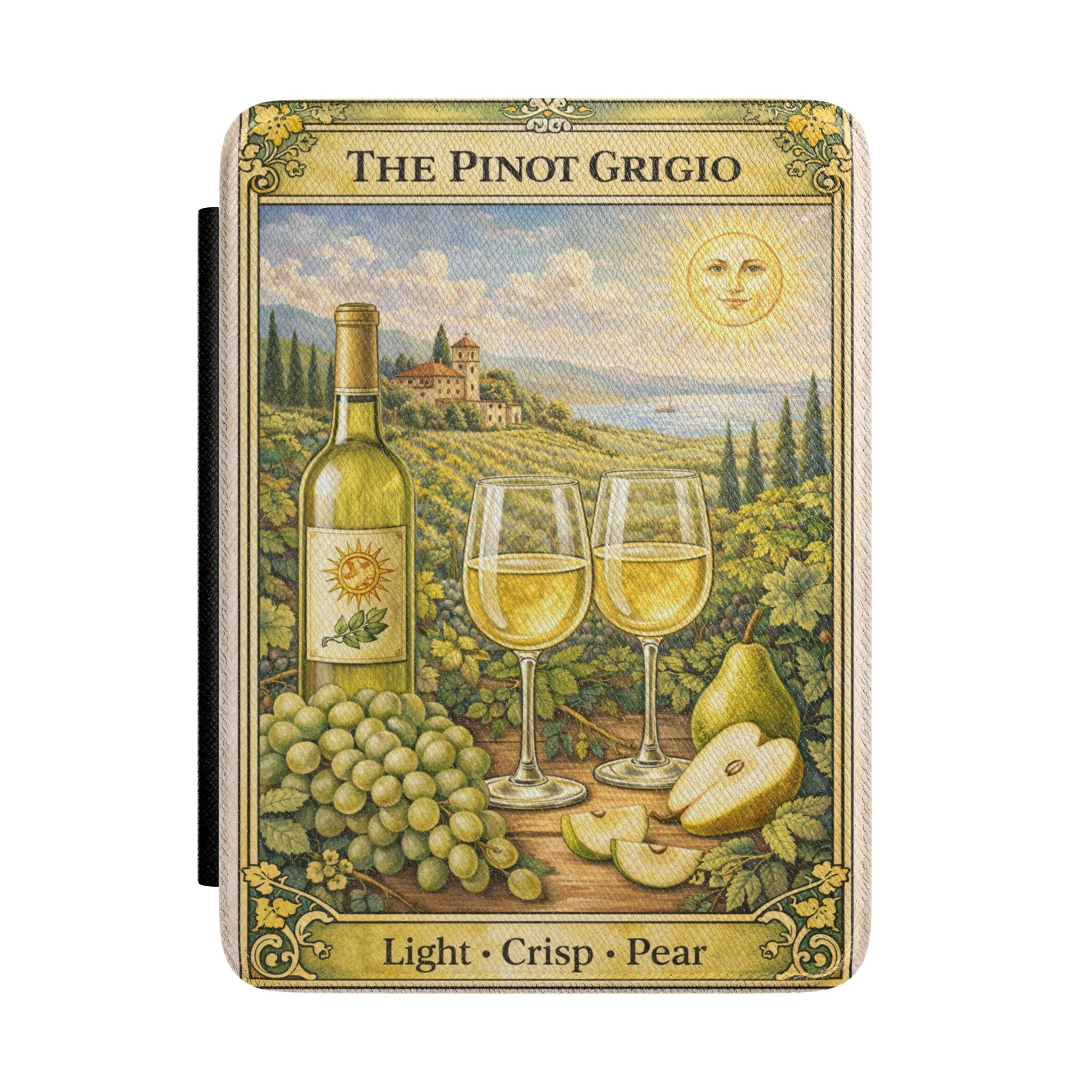 Pinot Grigio Wine Label Kindle Case | Vineyard Grapes Pears Illustration