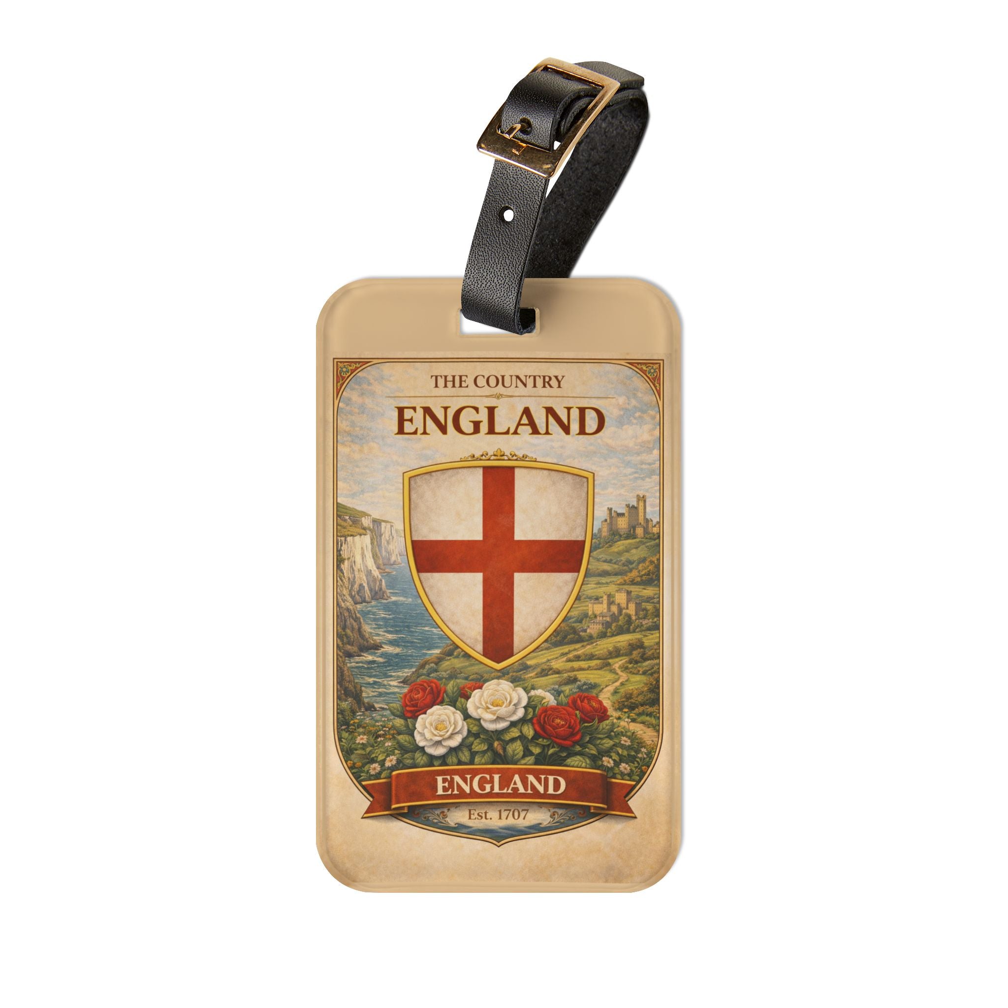 England Shield Crest Luggage Tag | St George Cross Travel ID