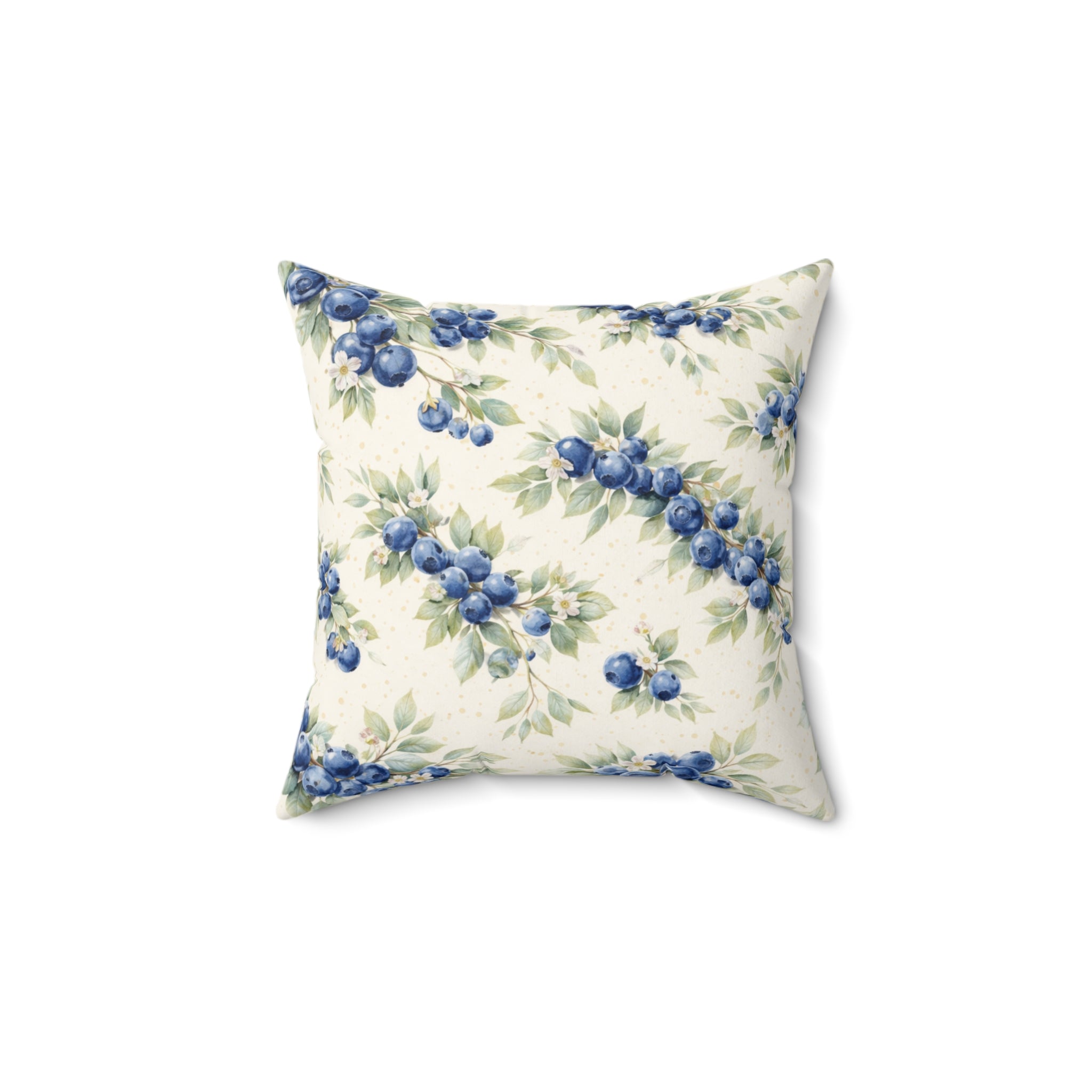 Blueberry Watercolor Pattern Pillow | Square Decorative Pillow