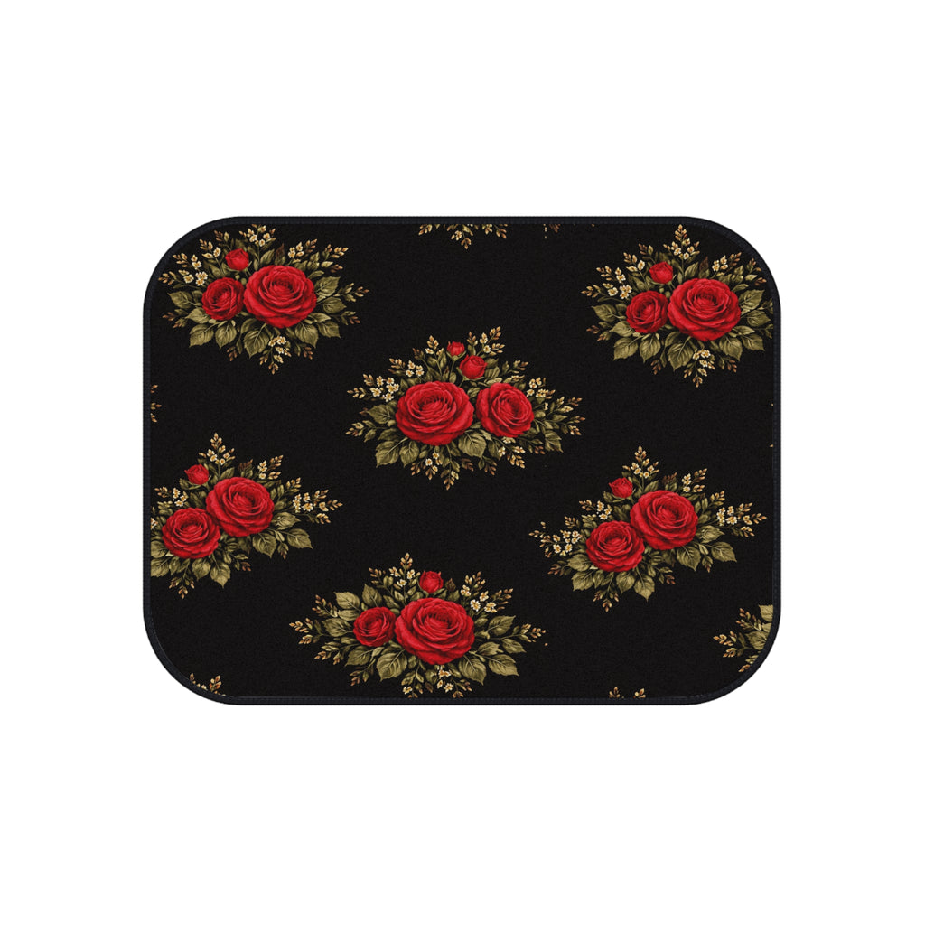 Vintage Red Rose Floral Car Mats