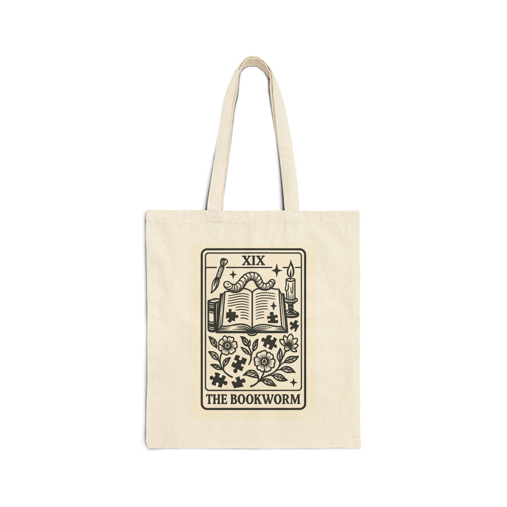 The Bookworm Tote Bag | Tarot Style Open Book Illustration, Reading Lover