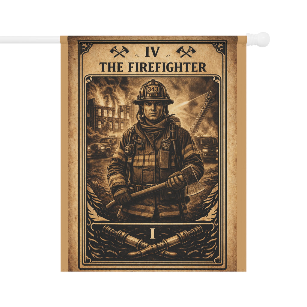The Firefighter illustration Garden Flag | Garden Banner, Outdoor Decor