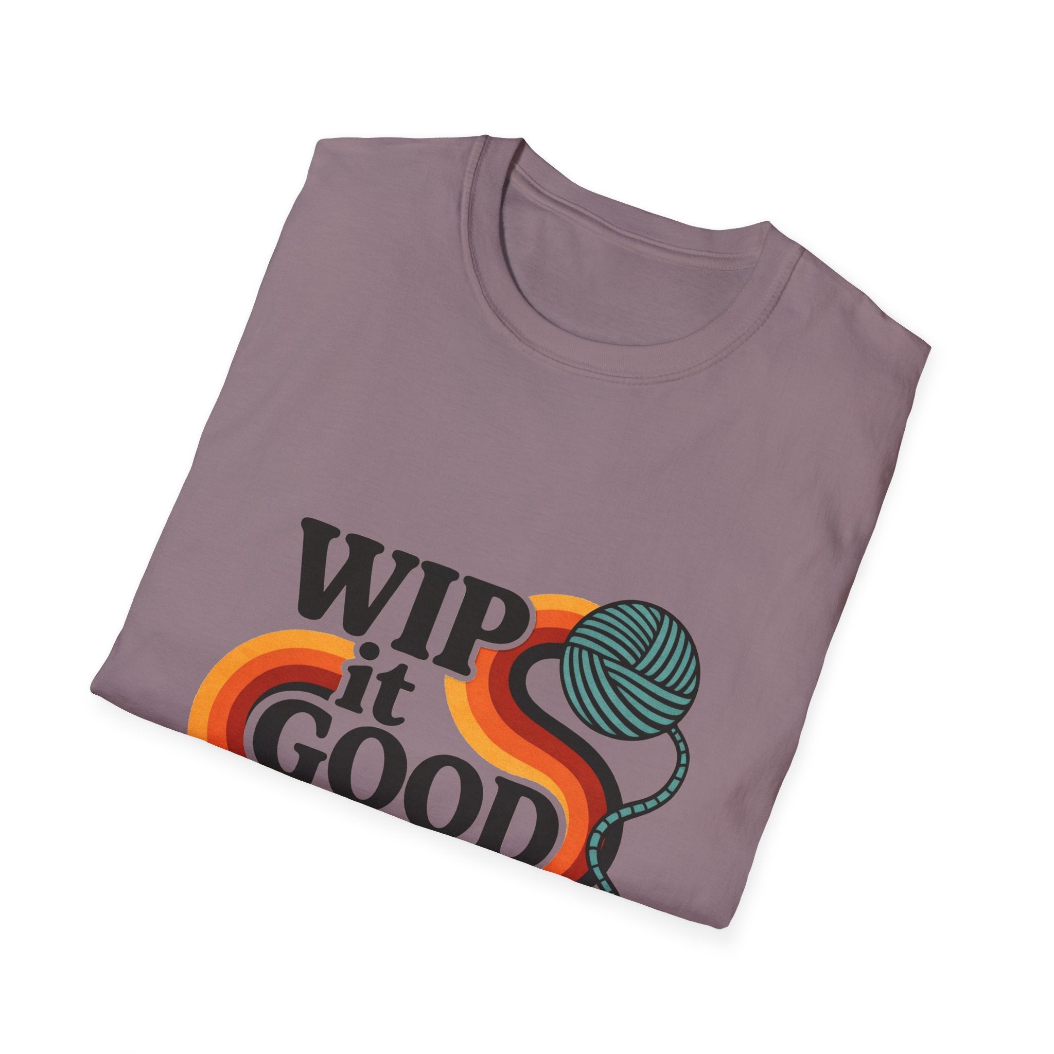 Wip It Good funny knitting design T-Shirt | yarn ball and crochet hook