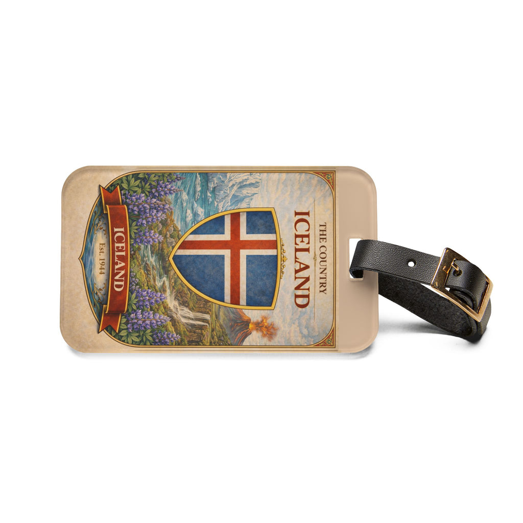 Iceland Shield Crest Luggage Tag | Vintage Scenic Iceland Travel