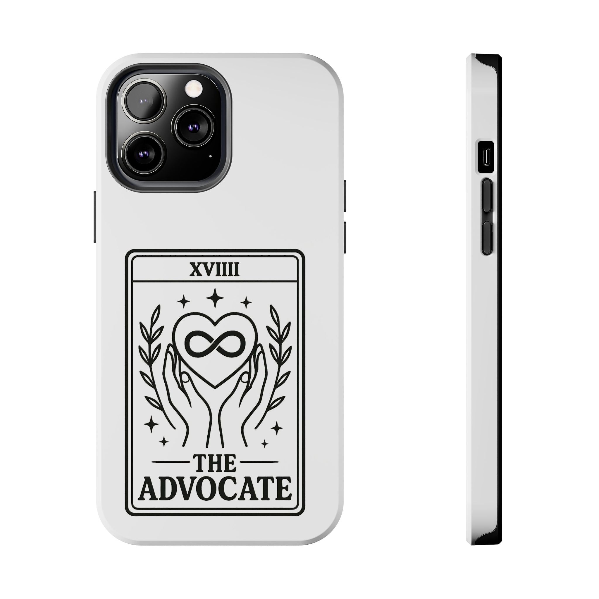 The Advocate tarot card Phone Case | infinity heart hands design