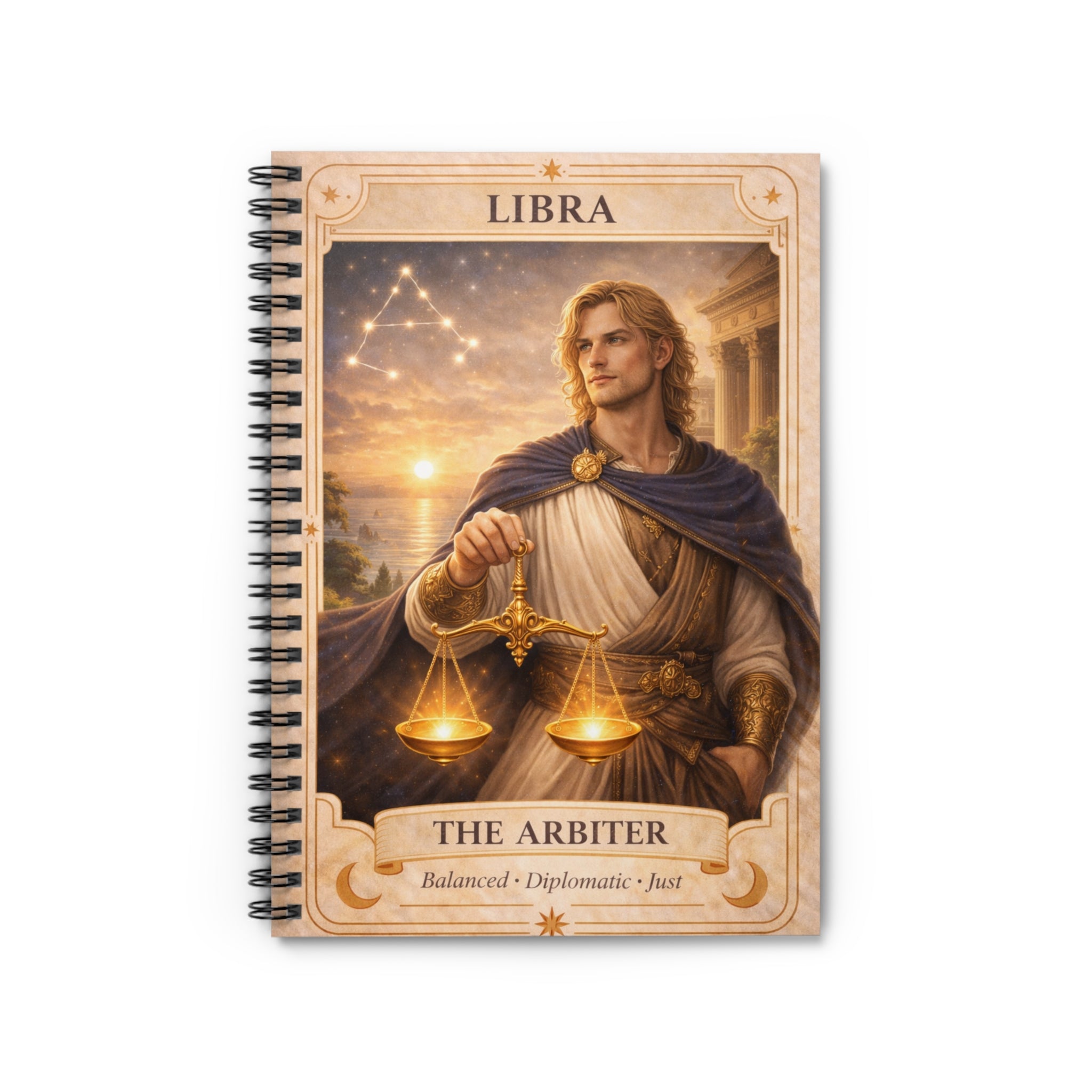 Libra The Arbiter Spiral Notebook — Astrological Zodiac Journal (Ruled)