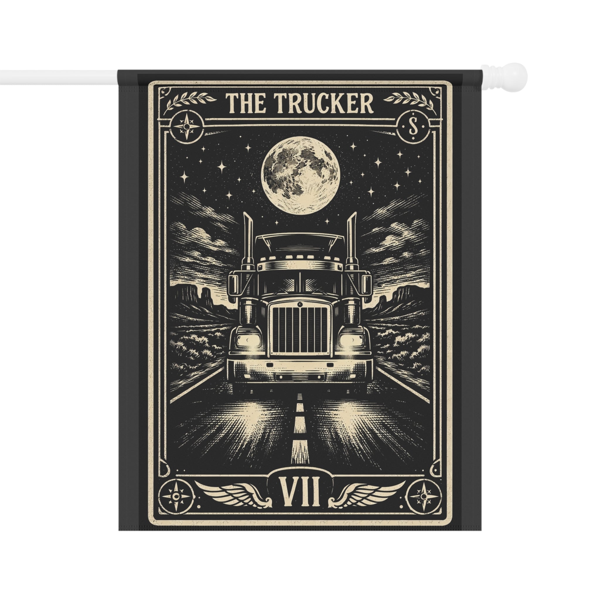 The Trucker Tarot-style Semi Truck Garden Banner | House Flag
