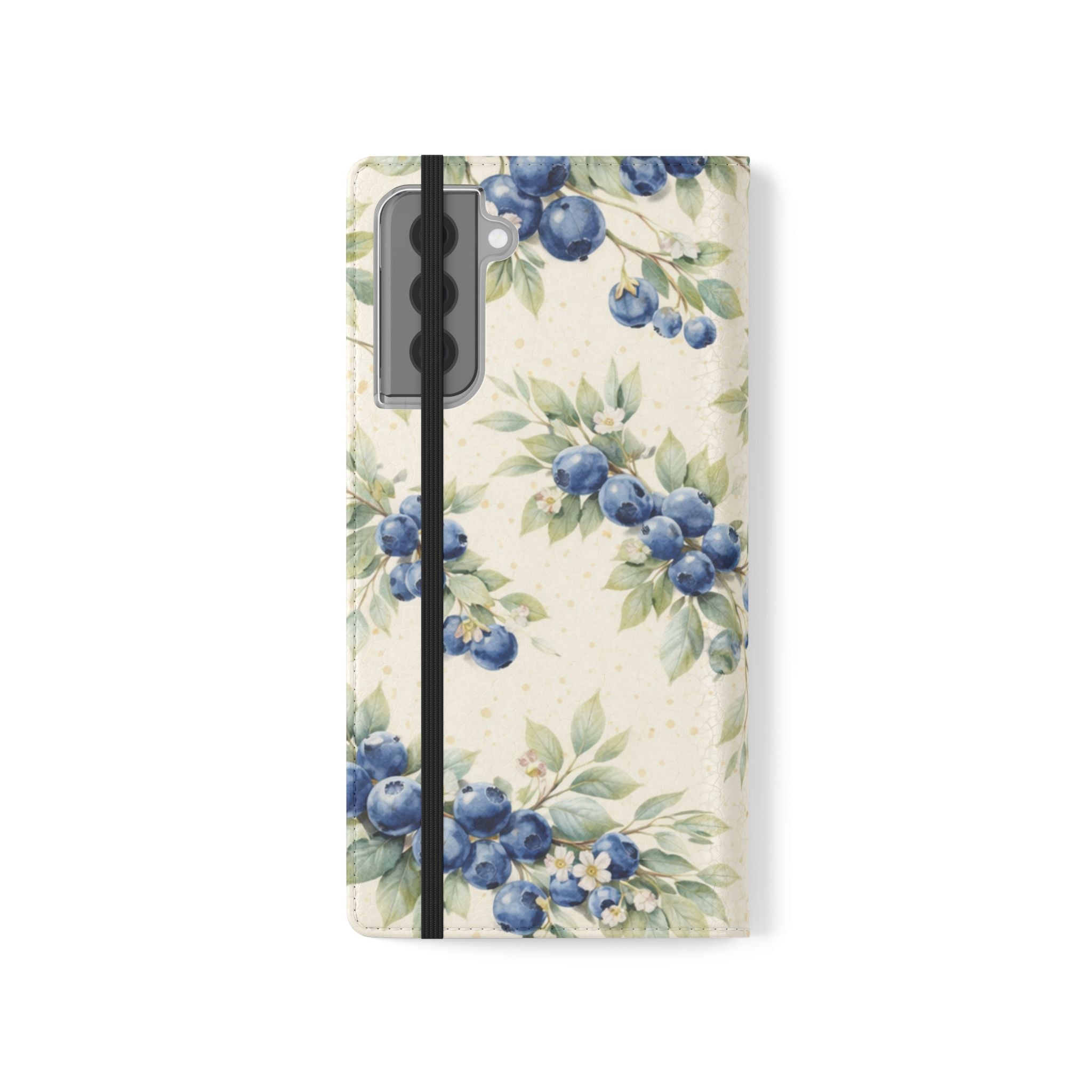 Blueberry Watercolor Pattern Flip Case | Phone Wallet, Card Slots