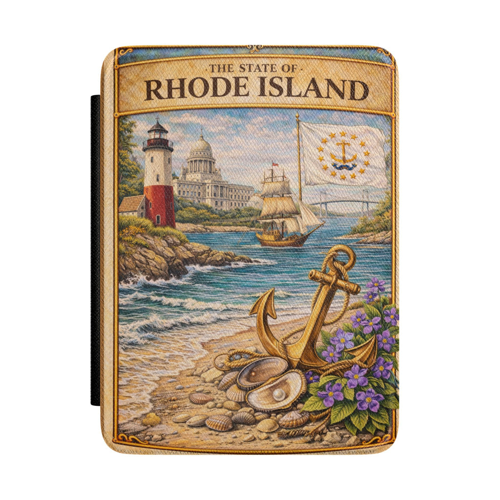 Rhode Island Lighthouse Anchor Seashells Kindle Case | Coastal State Cover