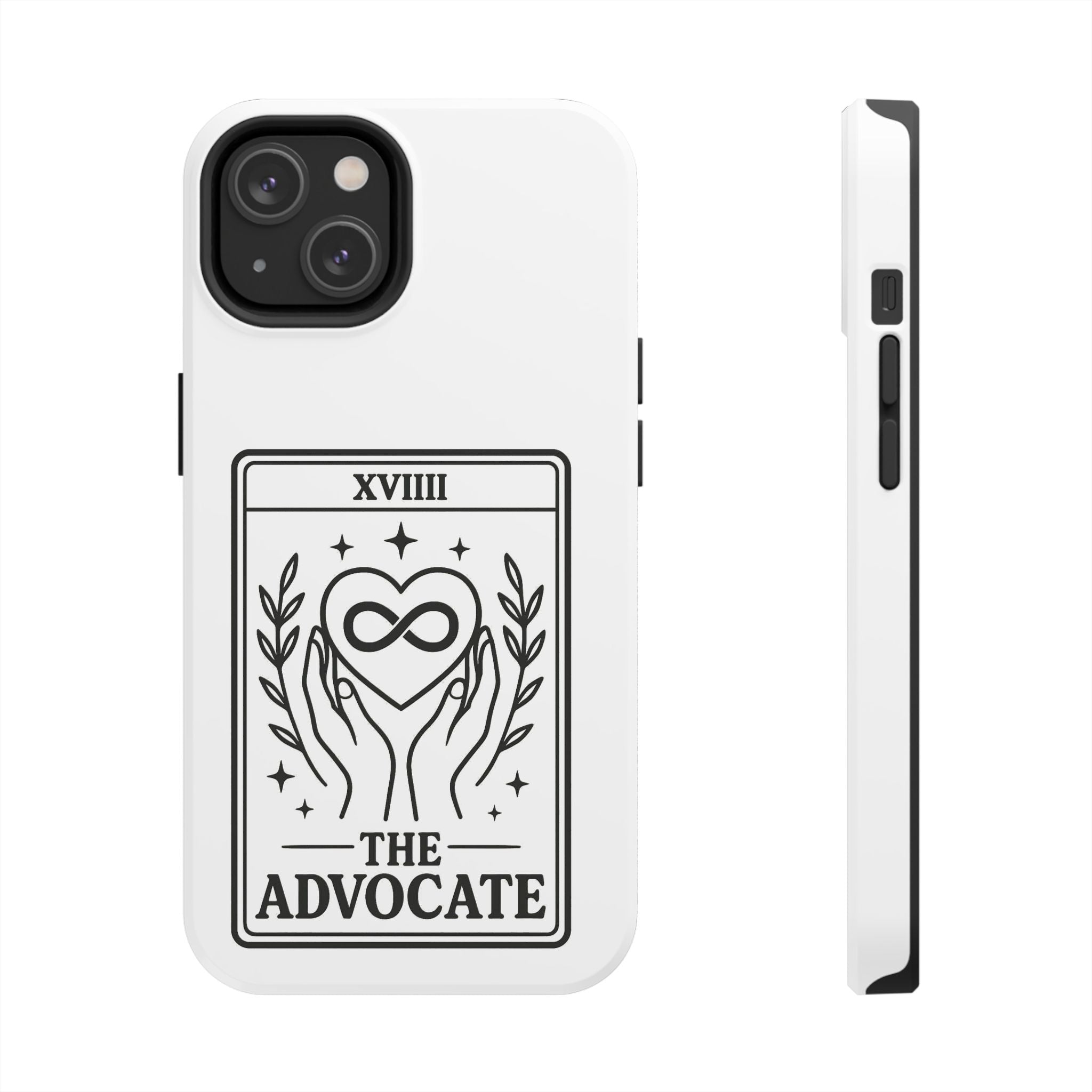 The Advocate tarot card Phone Case | infinity heart hands design