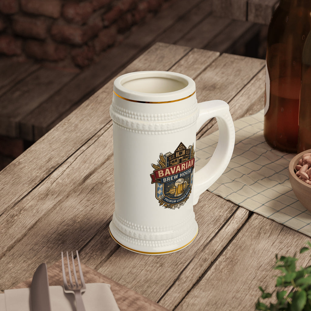 Bavarian Brew House Crest Beer Stein | Ceramic Oktoberfest Mug
