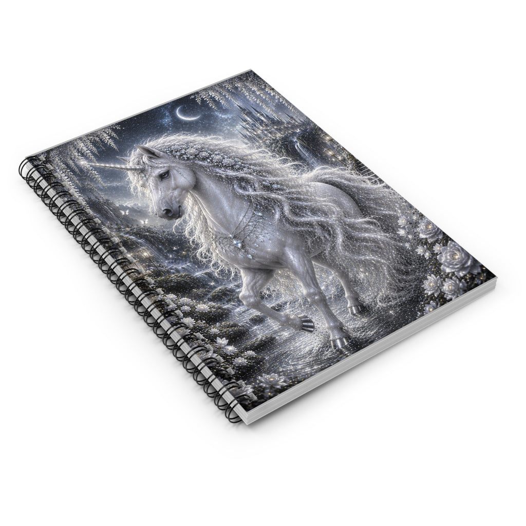 White Unicorn Fantasy Spiral Notebook | Ruled Journal