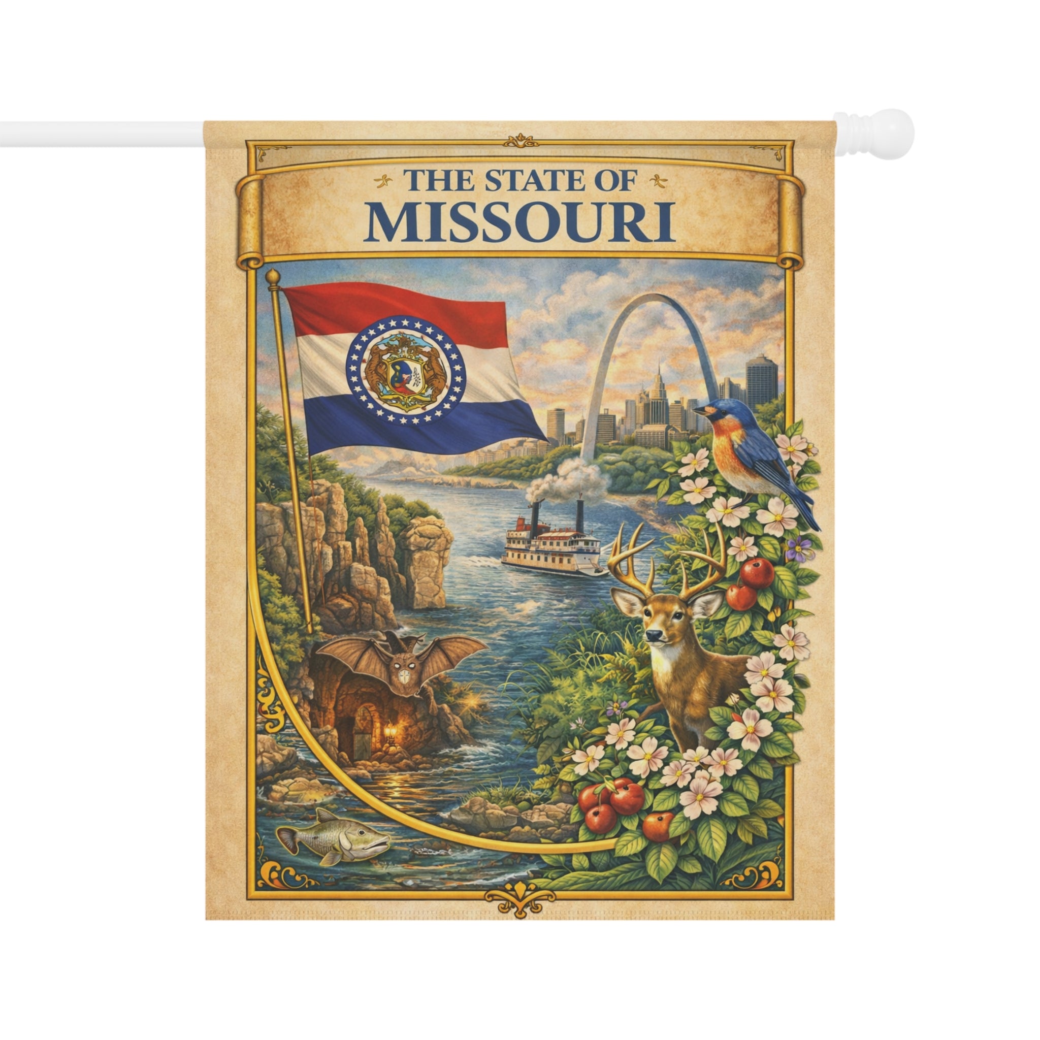 State of Missouri garden flag | Garden Banner, Missouri flag art