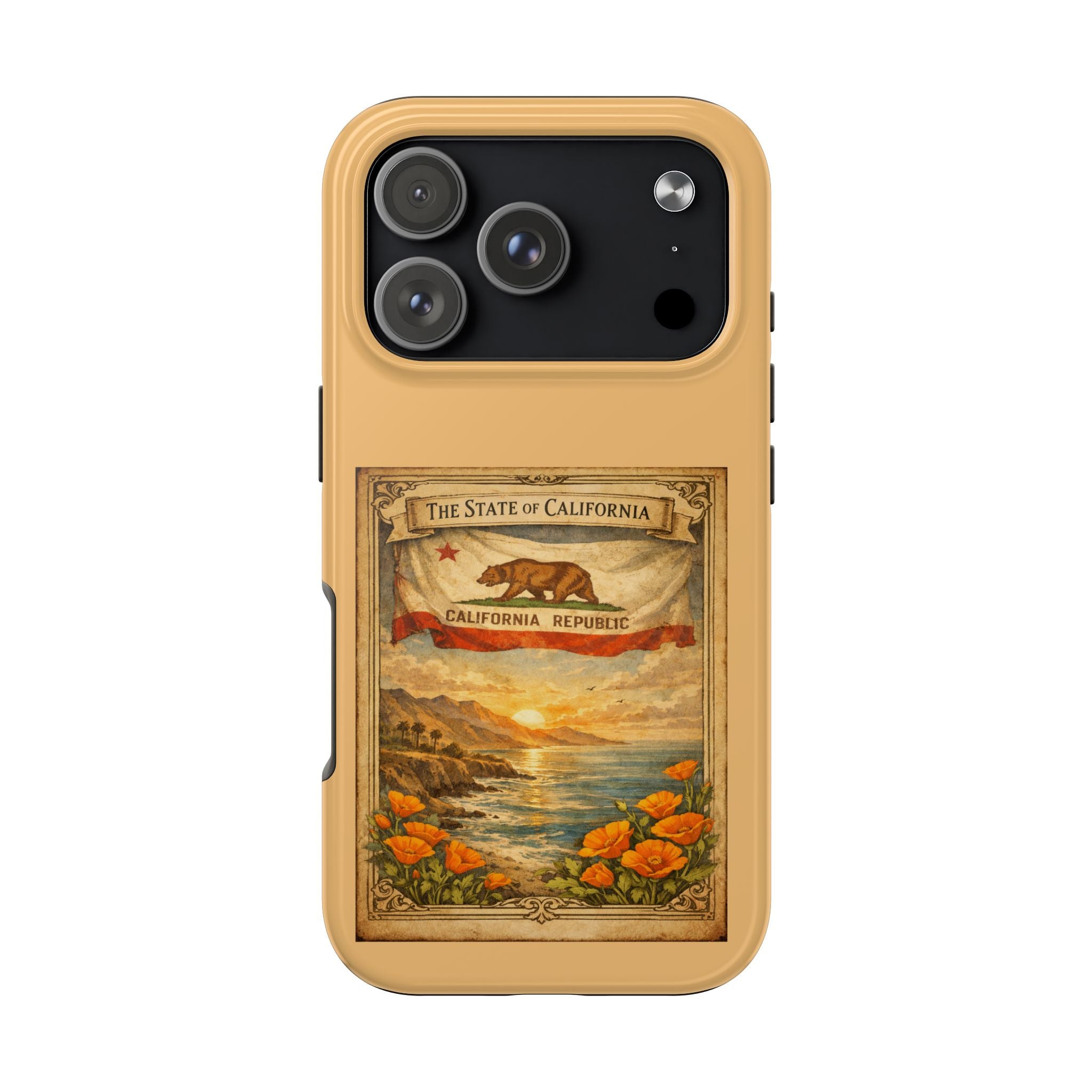California Republic Vintage Poster phone case | Poppy Coast Sunset tough case