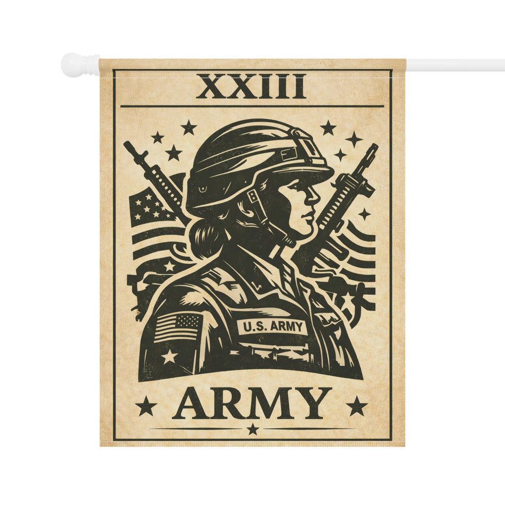 Army Soldier Illustration Garden & House Banner | Military Flag Yard Decor