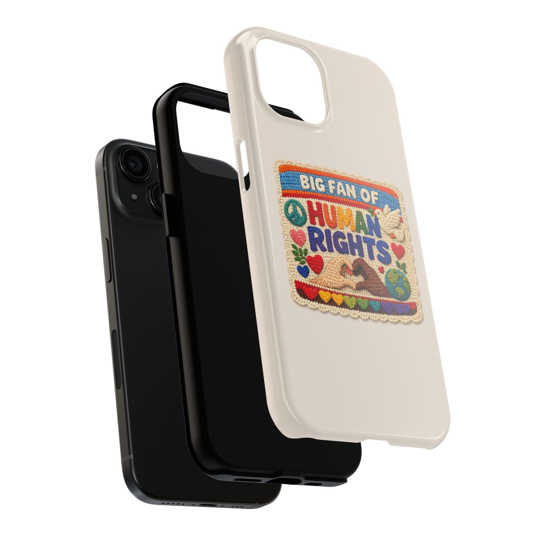 Big Fan of Human Rights Phone Case - Crochet Style Phone Case - Cute Activist Phone Case - Aesthetic Phone Case - Gift for Her