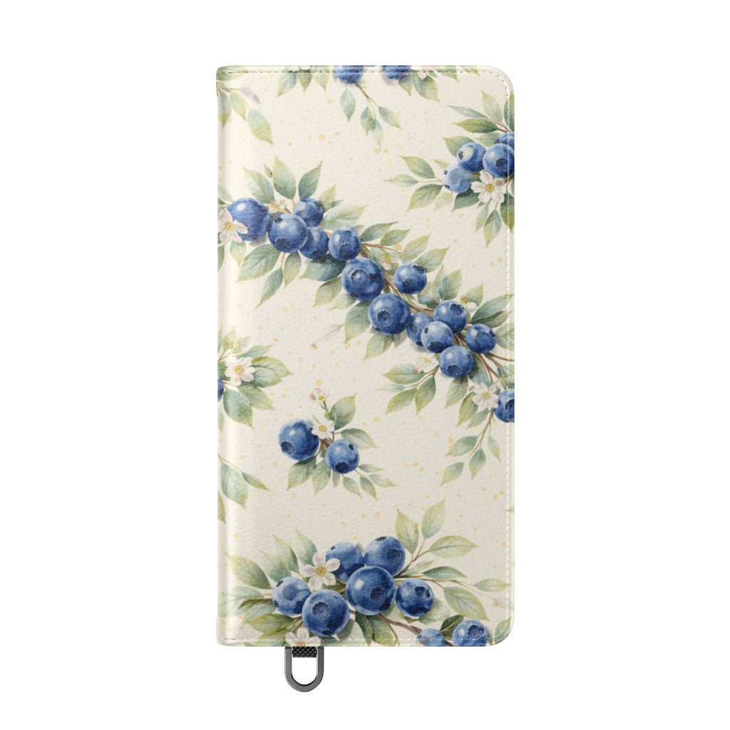 Blueberry Watercolor Pattern Flip Case | Phone Wallet, Card Slots