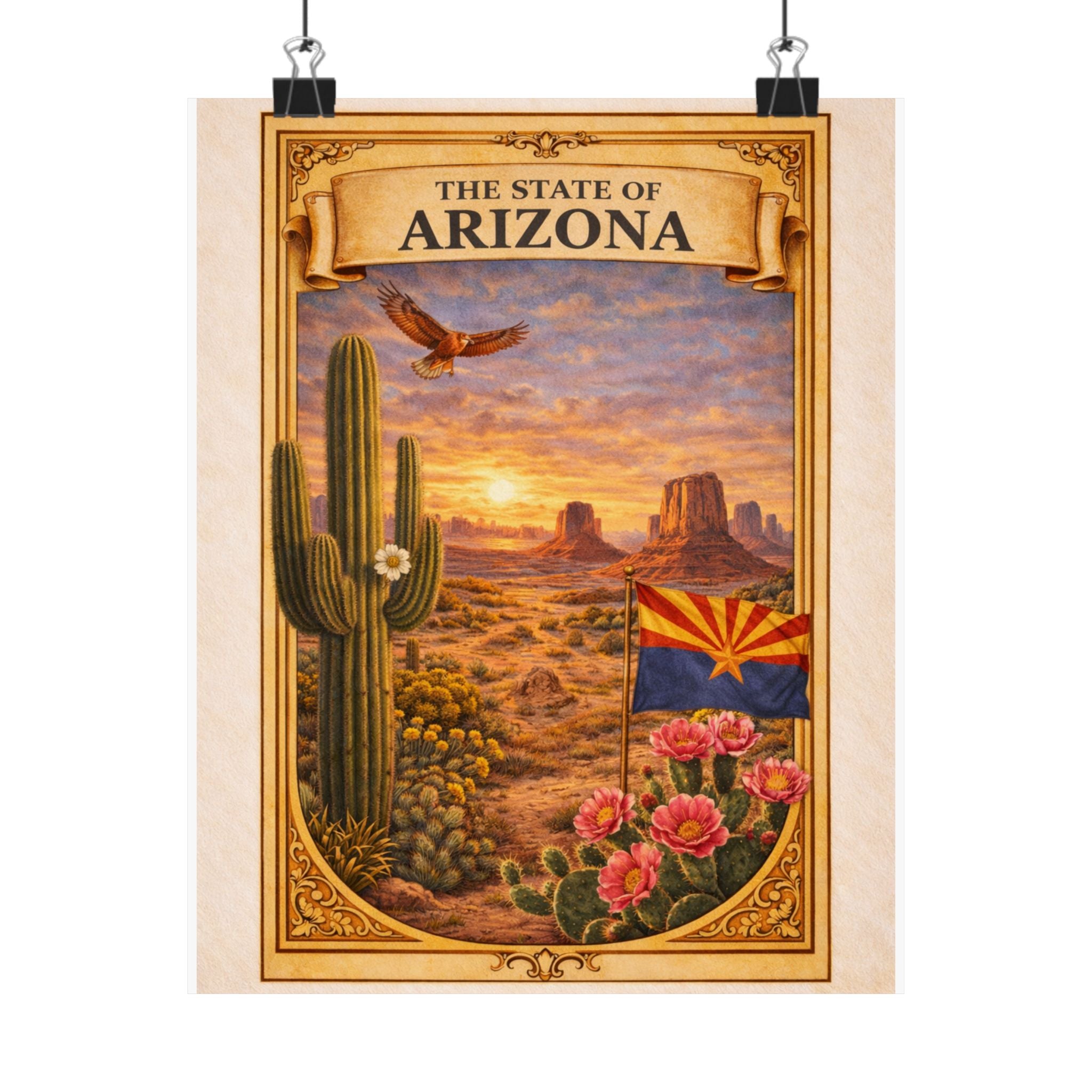 Arizona Poster - Arizona Wall Art - Arizona Decor - State Poster - Arizona Gift - Desert Wall Art - Vintage Style Poster