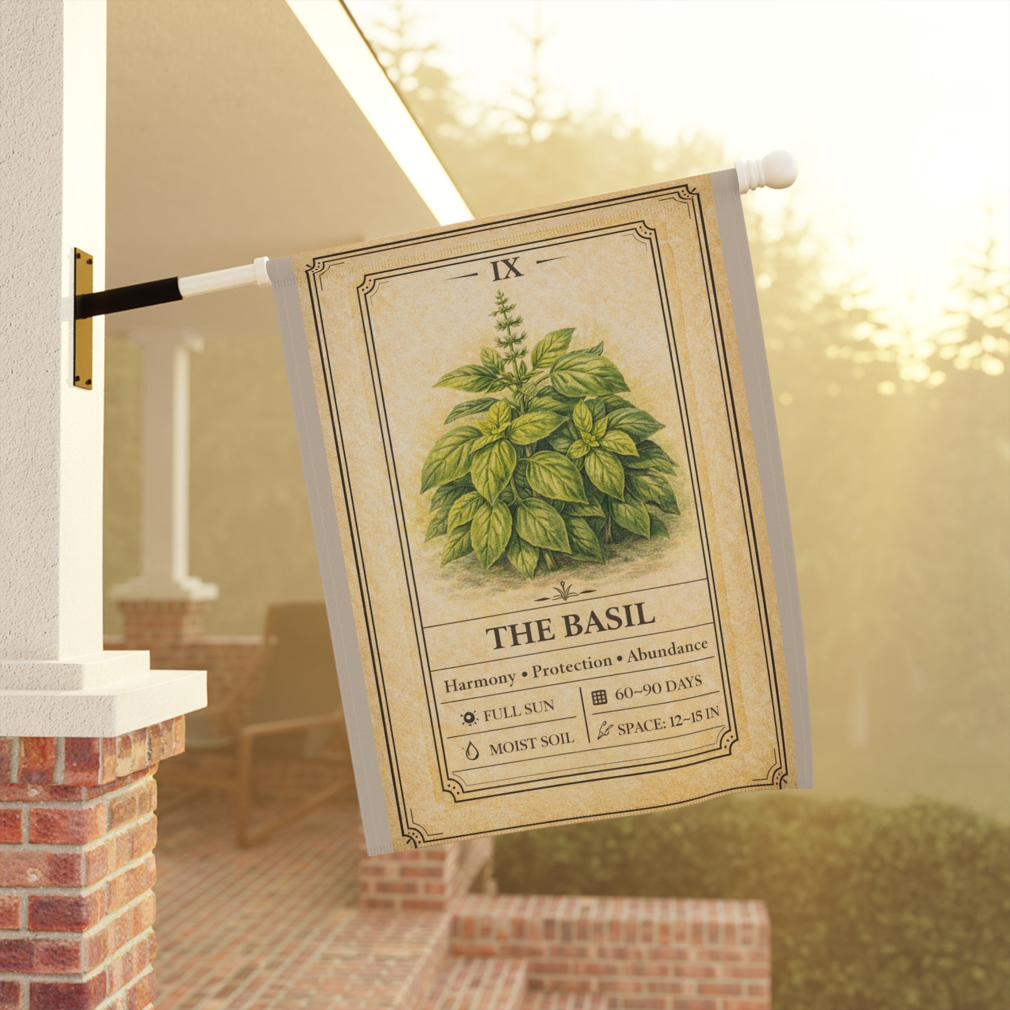 Basil Herb Illustration Garden Flag | Plant Info Banner