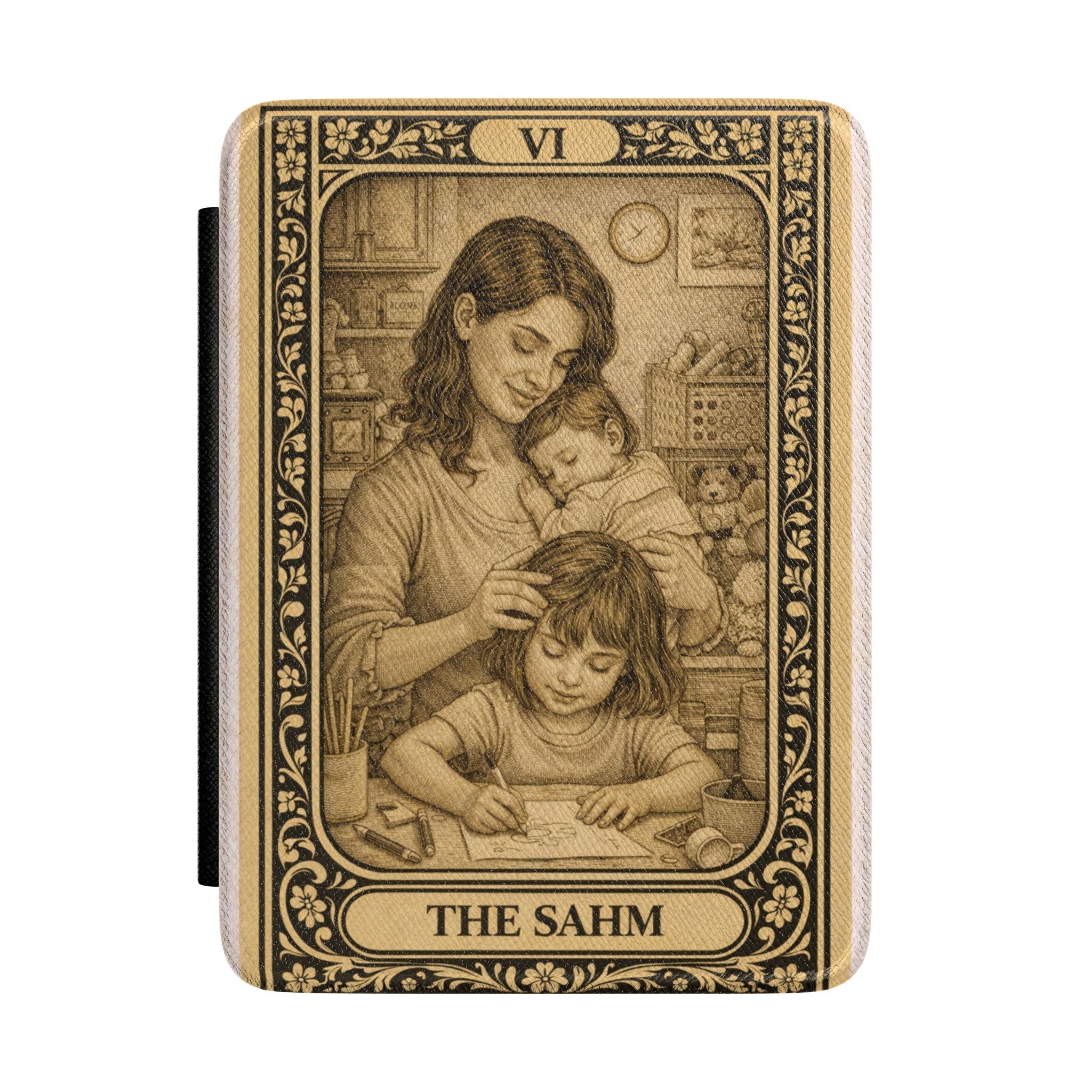 The SAHM tarot illustration Kindle Case | mom reading, children, vintage card design