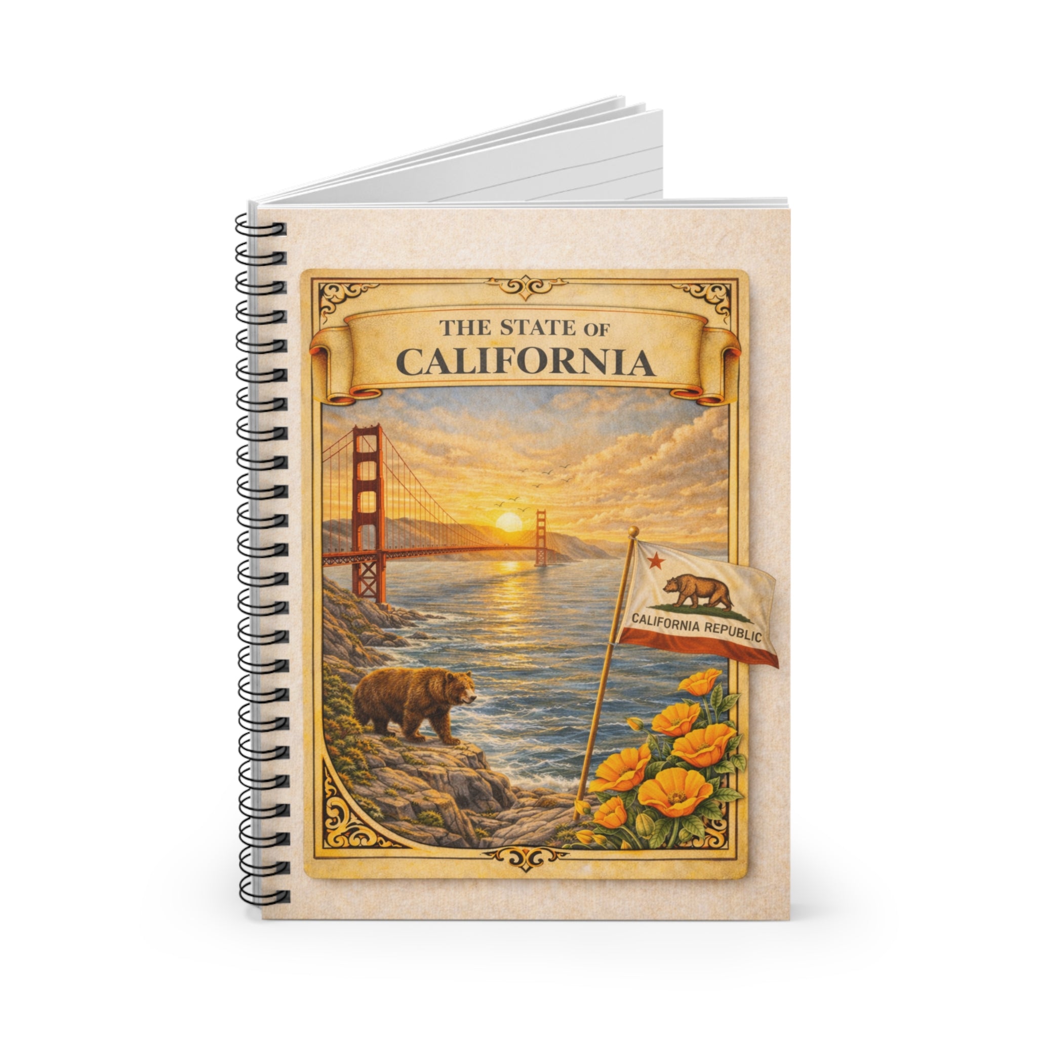 California Vintage State Poster Spiral Notebook | Ruled Journal