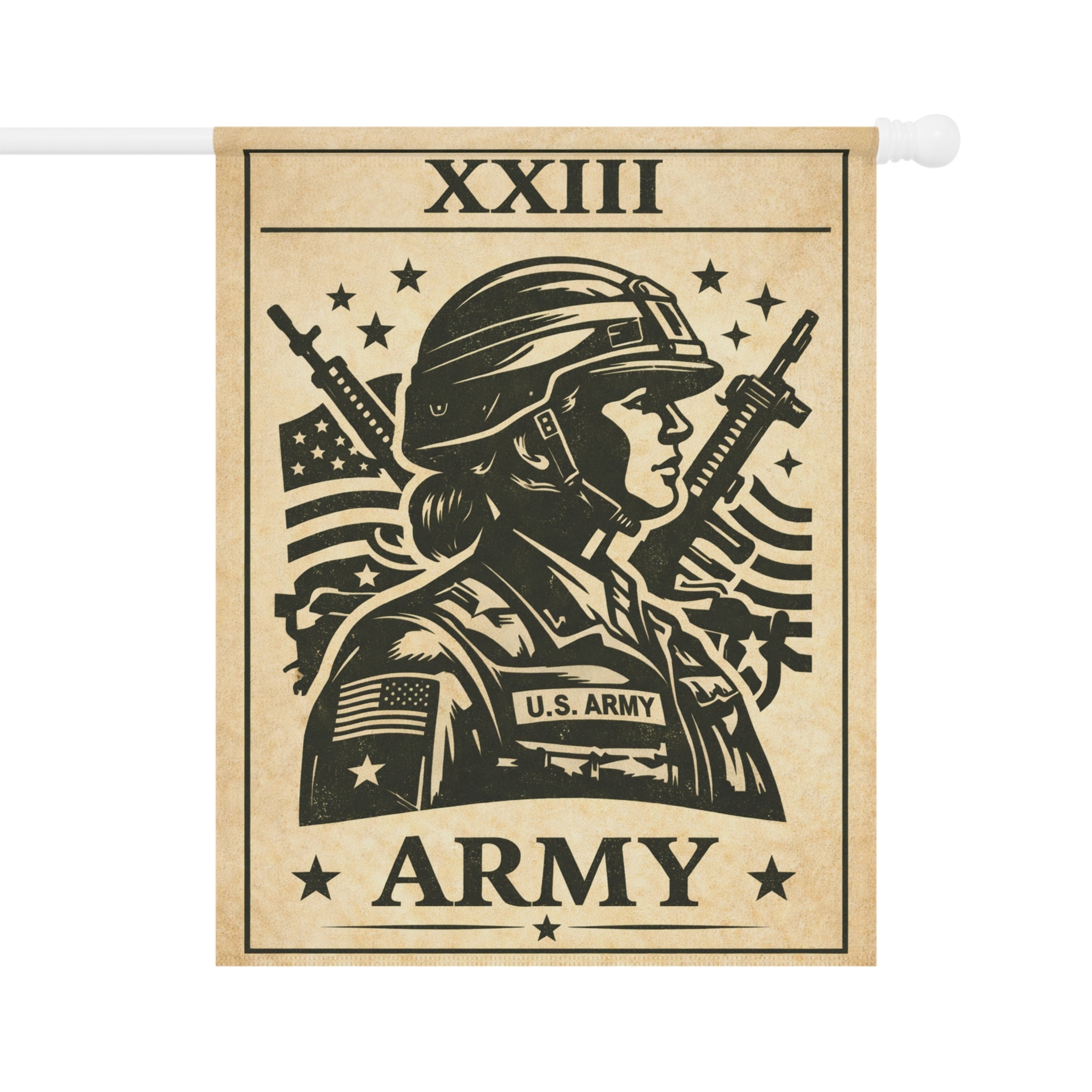 Army Soldier Illustration Garden & House Banner | Military Flag Yard Decor