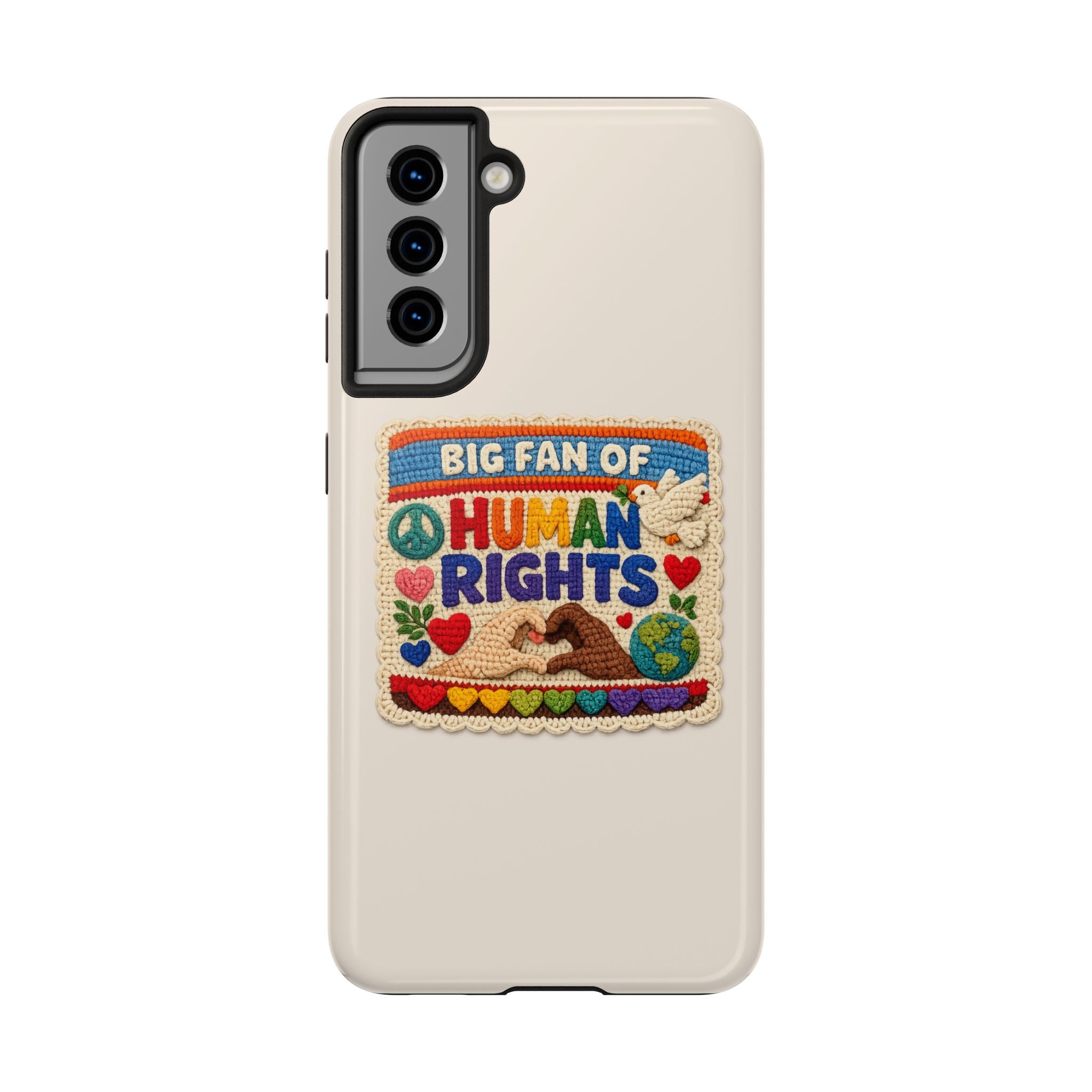 Big Fan of Human Rights Phone Case - Crochet Style Phone Case - Cute Activist Phone Case - Aesthetic Phone Case - Gift for Her